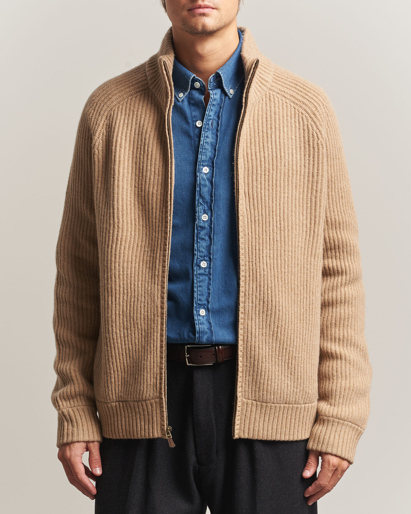 Herre | Gensere | Polo Ralph Lauren | Wool/Cashmere Full-Zip Camel Melange