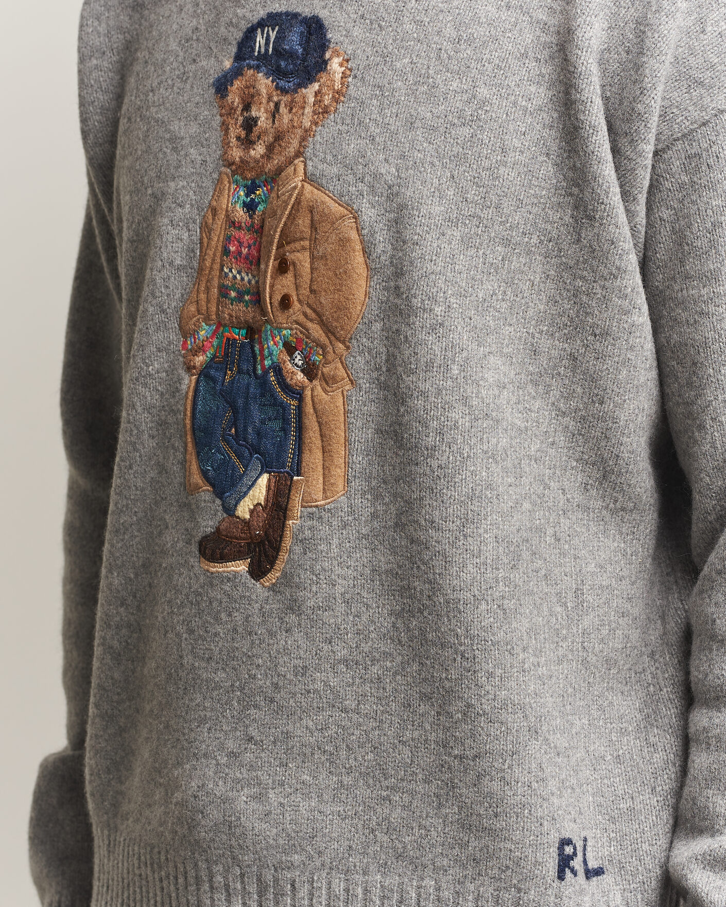 Herre | Gensere | Polo Ralph Lauren | Wool Blend Bear Sweater Grey Combo