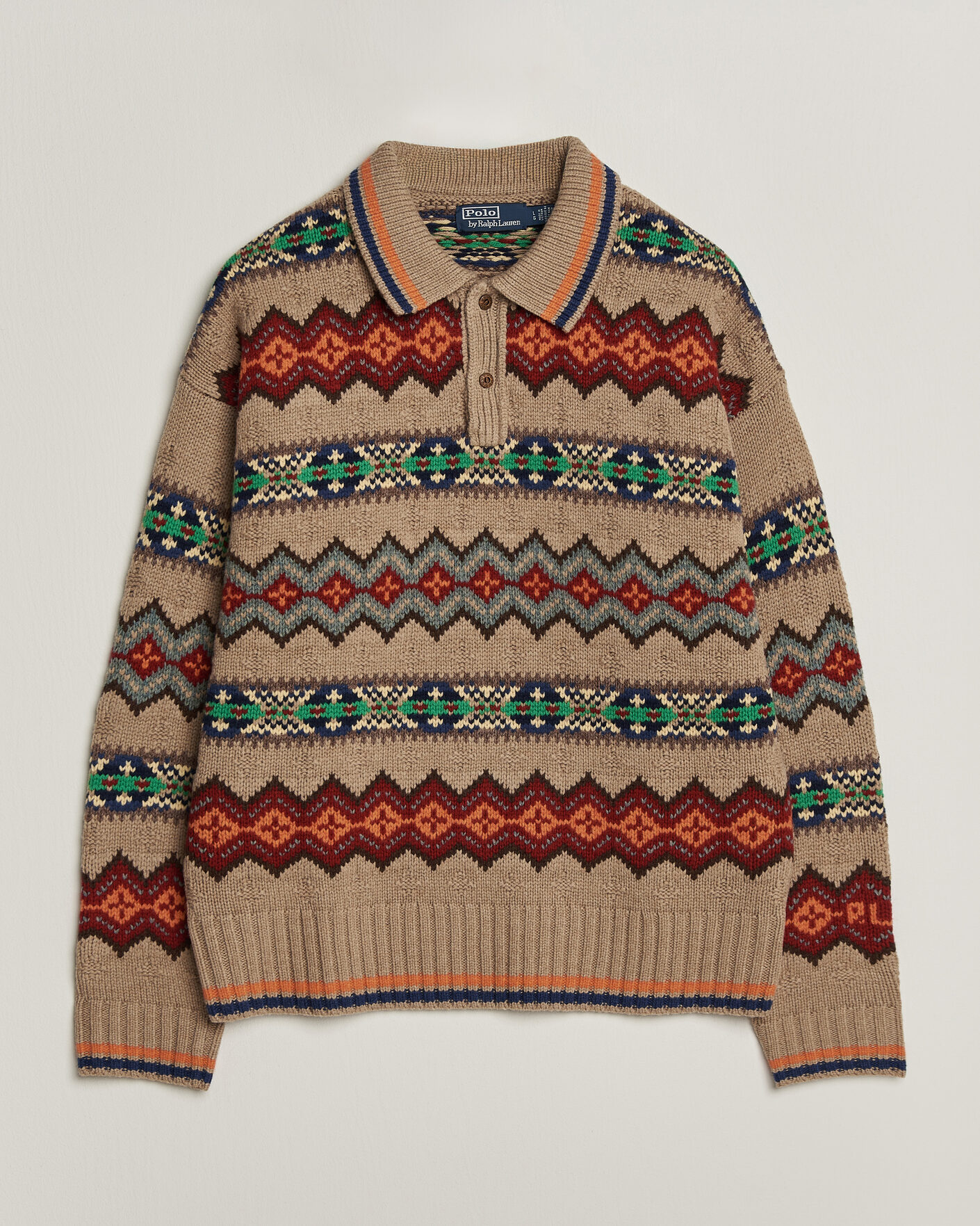 Herre | Gensere | Polo Ralph Lauren | Litchfield Wool Blend Sweater Tan Multi