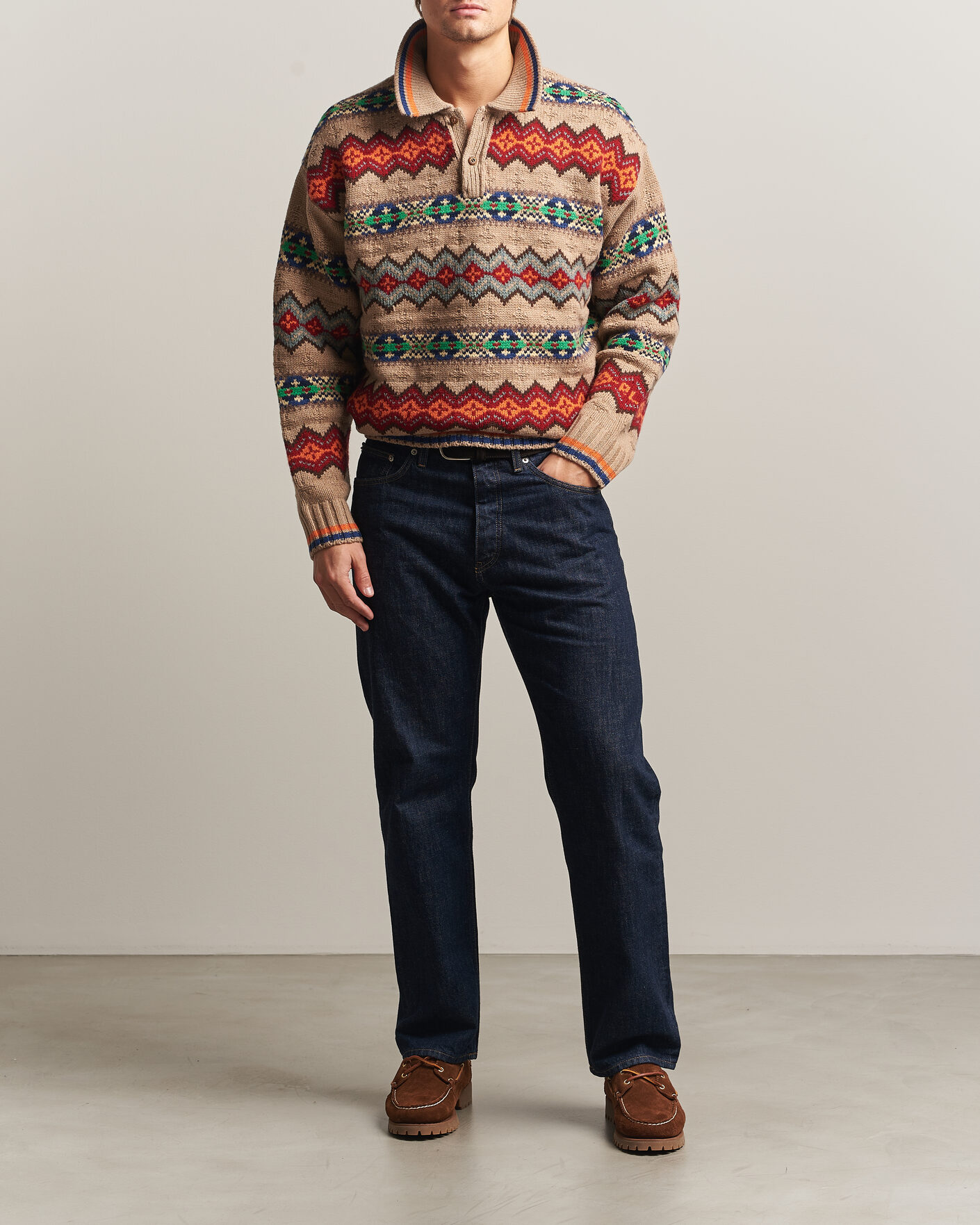 Herre | Gensere | Polo Ralph Lauren | Litchfield Wool Blend Sweater Tan Multi