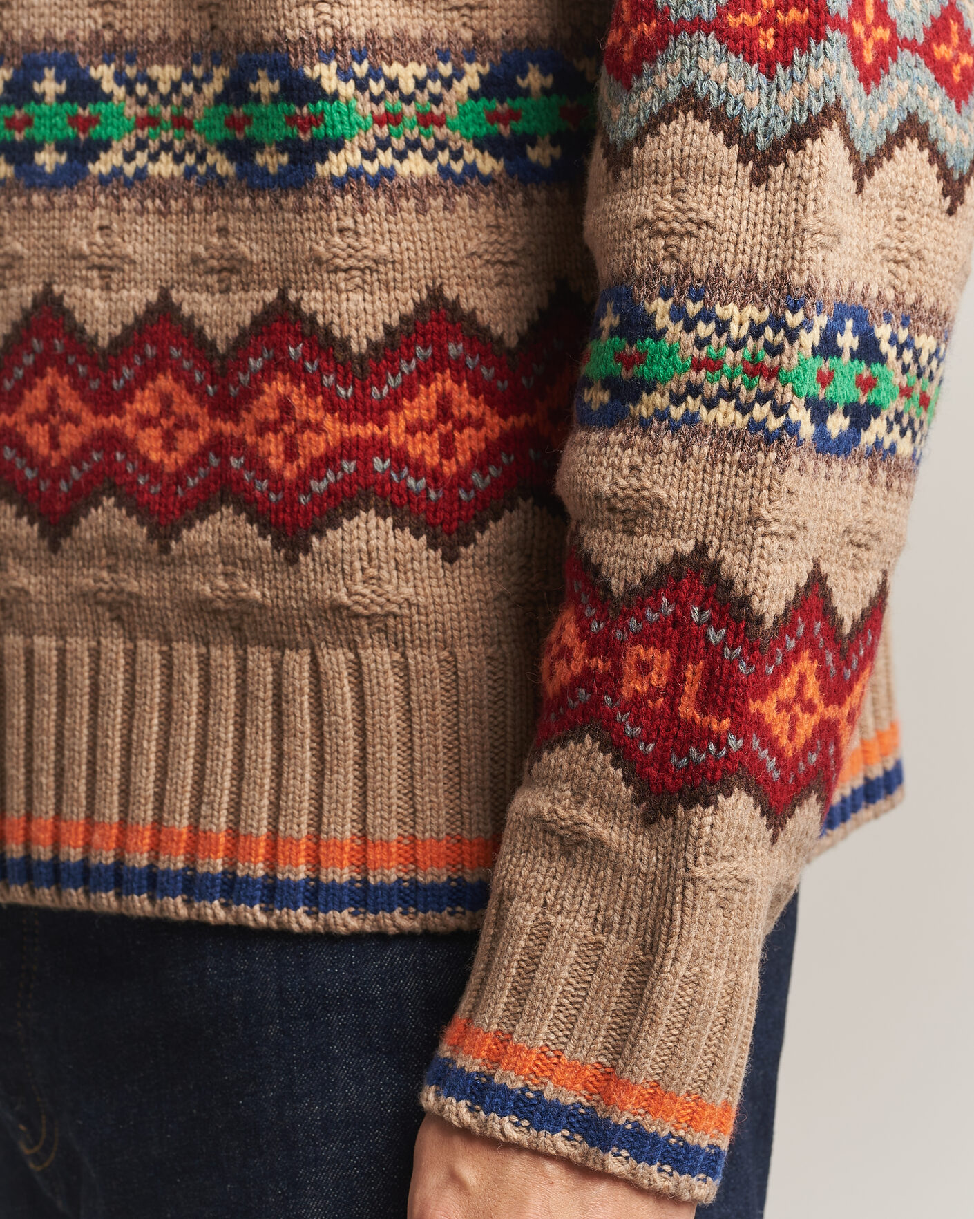 Herre | Gensere | Polo Ralph Lauren | Litchfield Wool Blend Sweater Tan Multi
