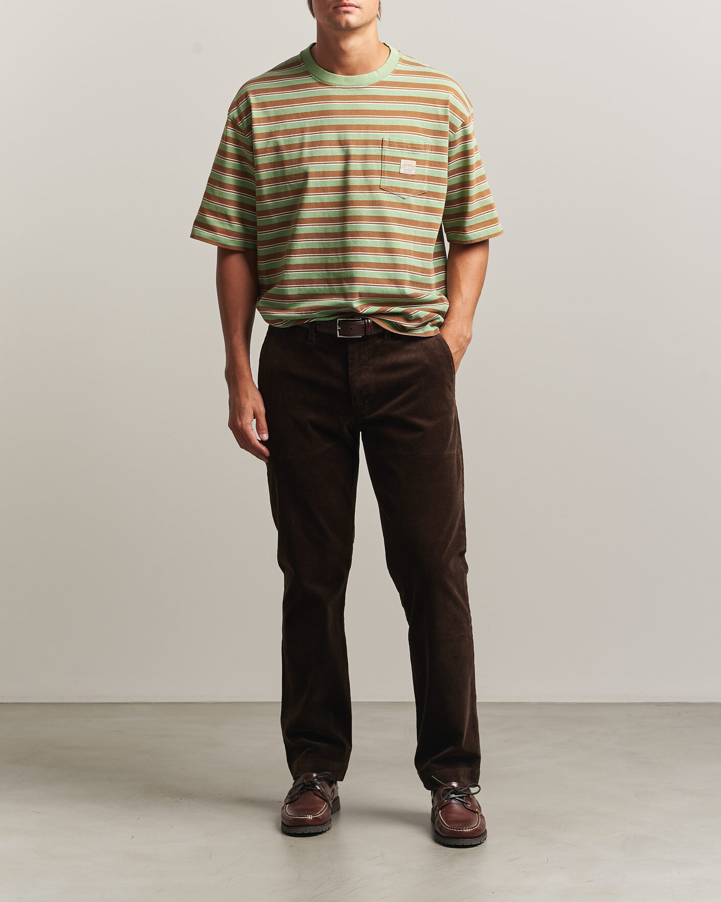 Herre | T-Shirts | Polo Ralph Lauren | Relaxed Fit Striped T-Shirt Outback Green