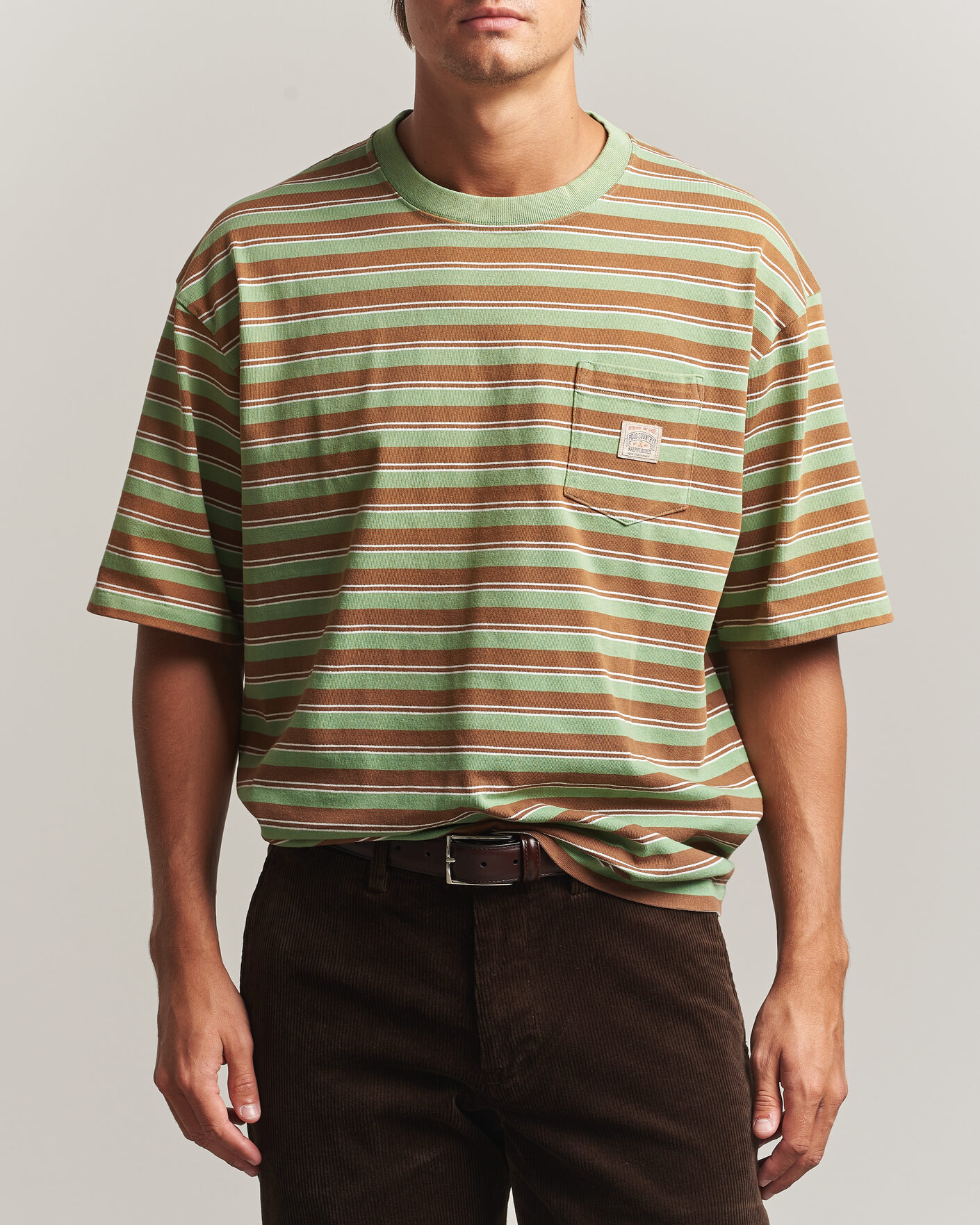 Herre | T-Shirts | Polo Ralph Lauren | Relaxed Fit Striped T-Shirt Outback Green