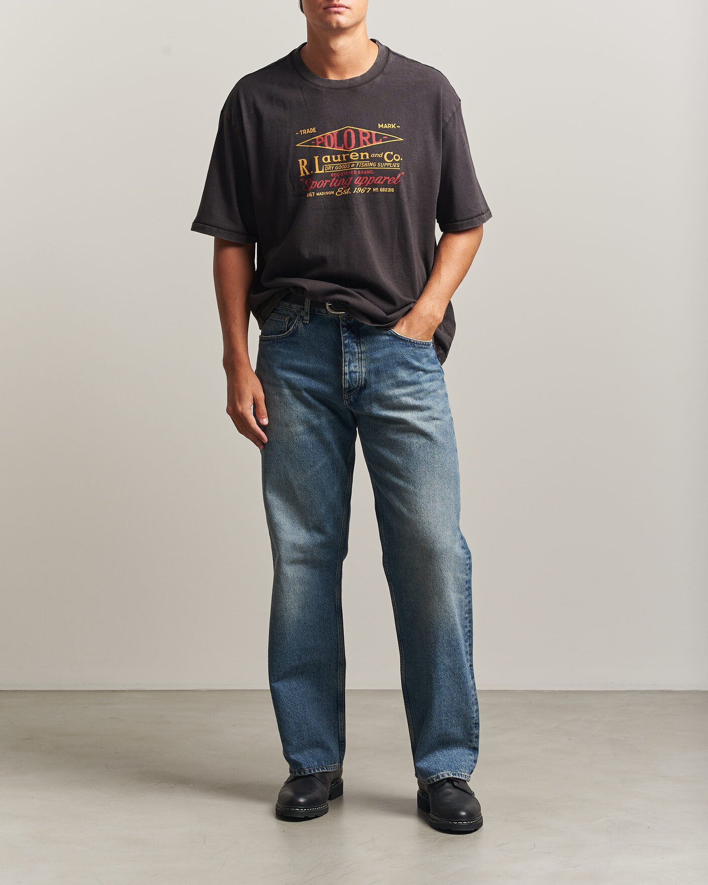 Herre | T-Shirts | Polo Ralph Lauren | Relaxed Fit Print T-Shirt Polo Black