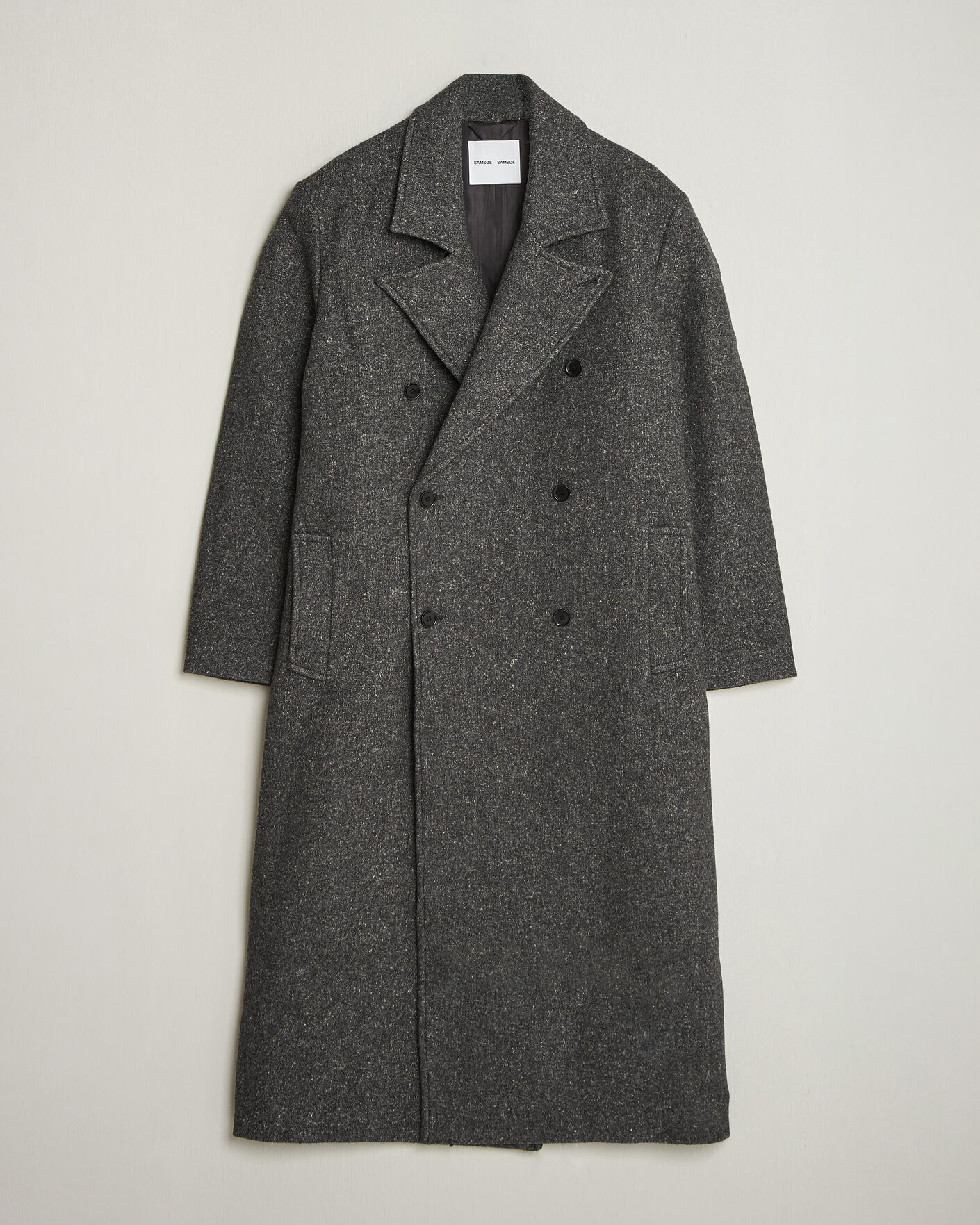 Herre | Jakker | Samsøe Samsøe | Vince Wool Double Breasted Coat Dark Grey Melange