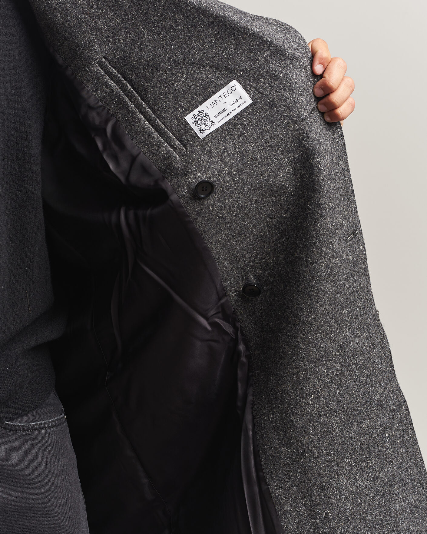 Herre | Jakker | Samsøe Samsøe | Vince Wool Double Breasted Coat Dark Grey Melange