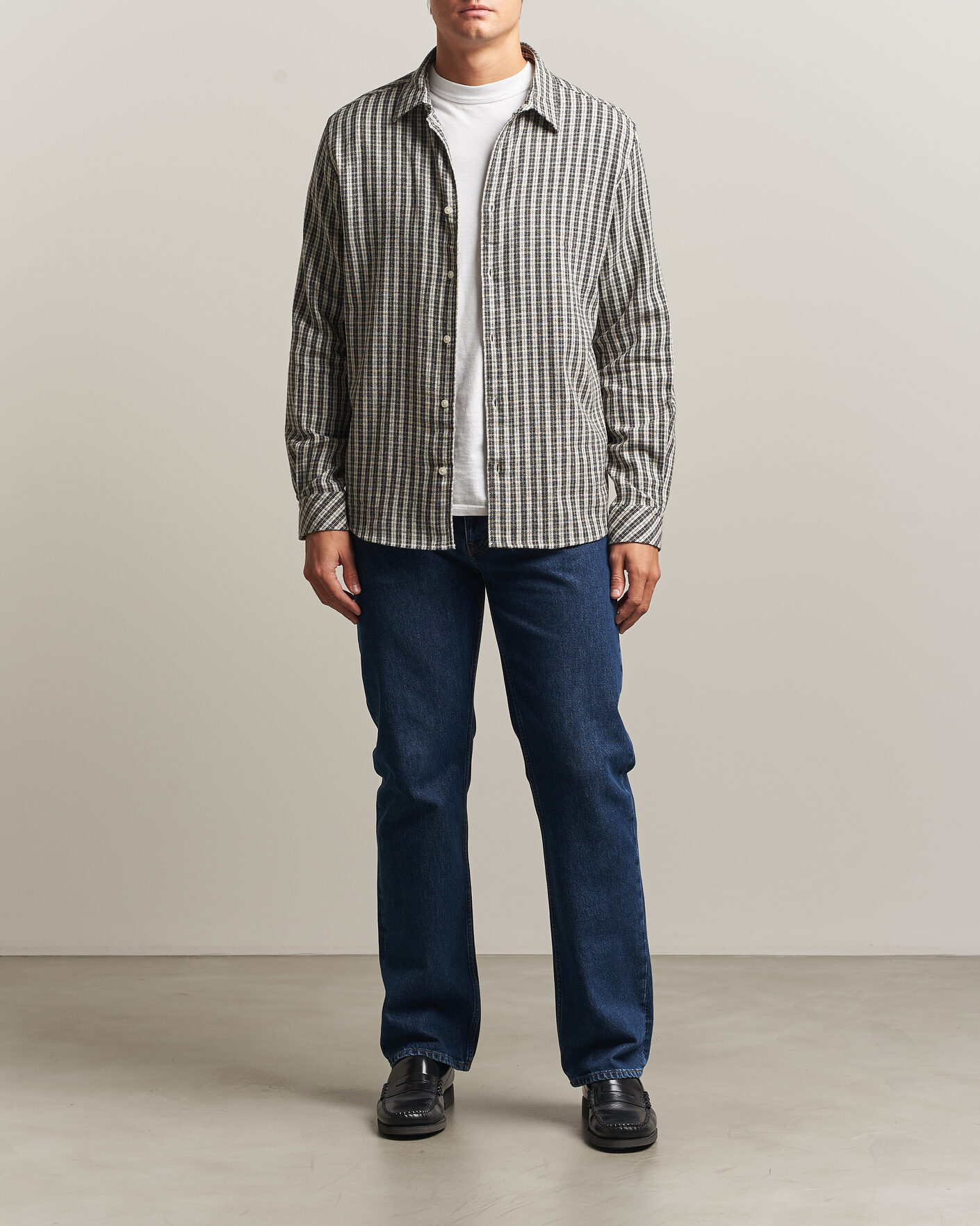 Herre | Skjorter | Samsøe Samsøe | Ryan Brushed Cotton Checked Shirt Brown