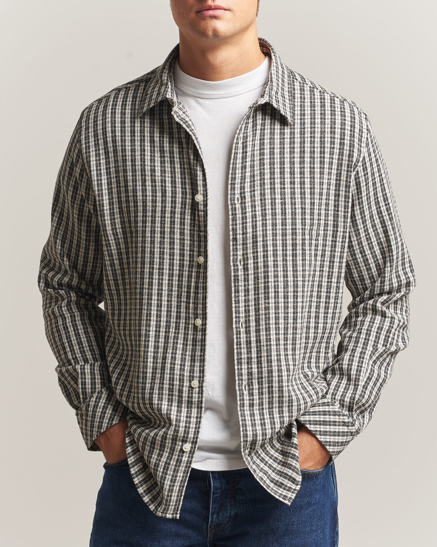 Herre | Skjorter | Samsøe Samsøe | Ryan Brushed Cotton Checked Shirt Brown