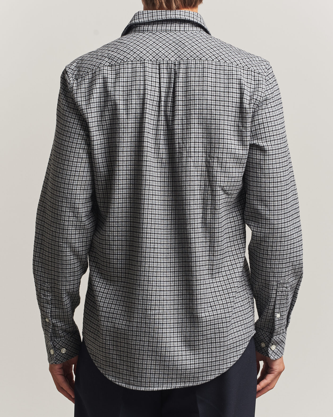 Herre | Skjorter | Samsøe Samsøe | Liam Brushed Cotton Checked Shirt Grey Melange