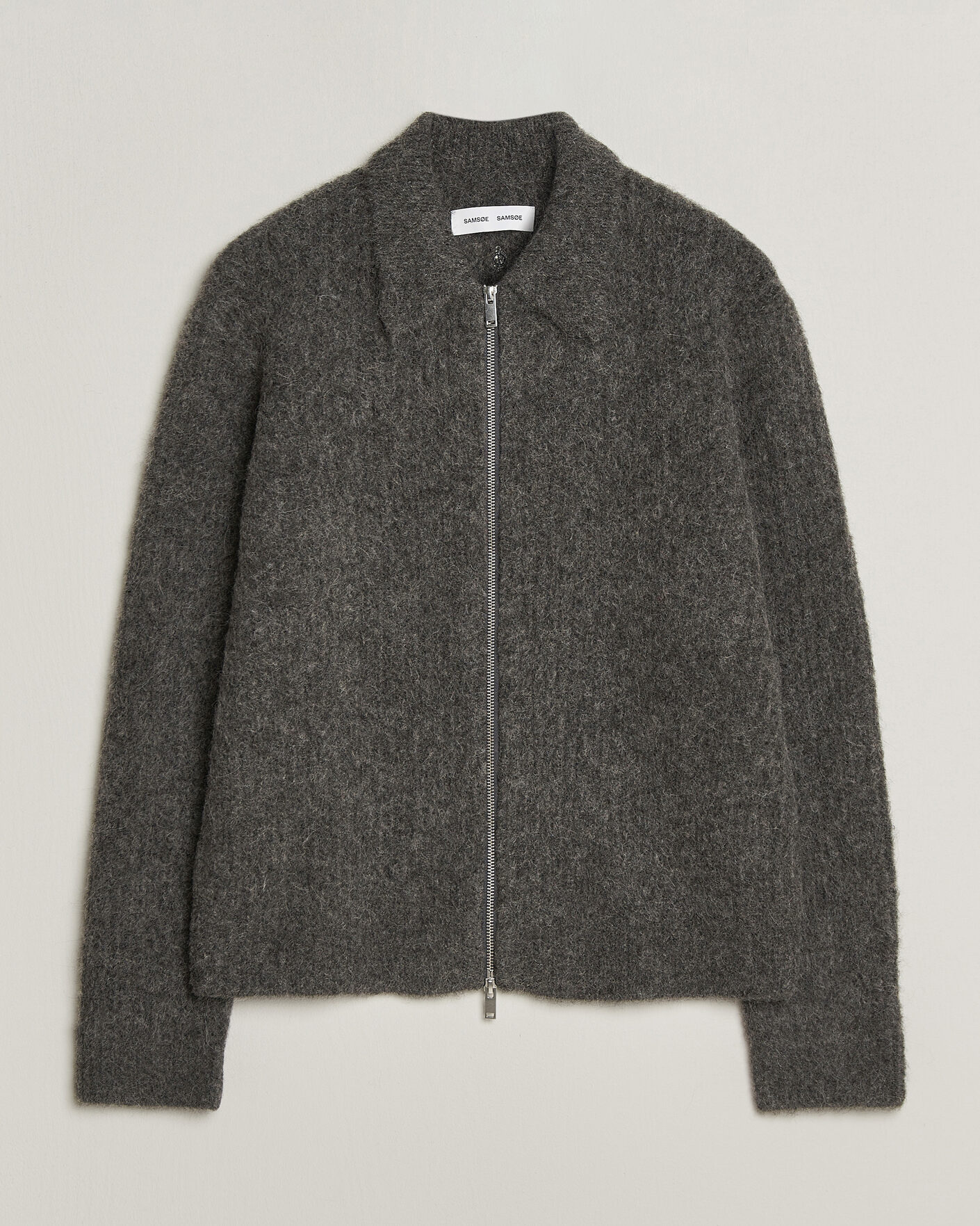 Herre | Gensere | Samsøe Samsøe | Job Alpaca Knitted Full Zip Dark Grey Melange