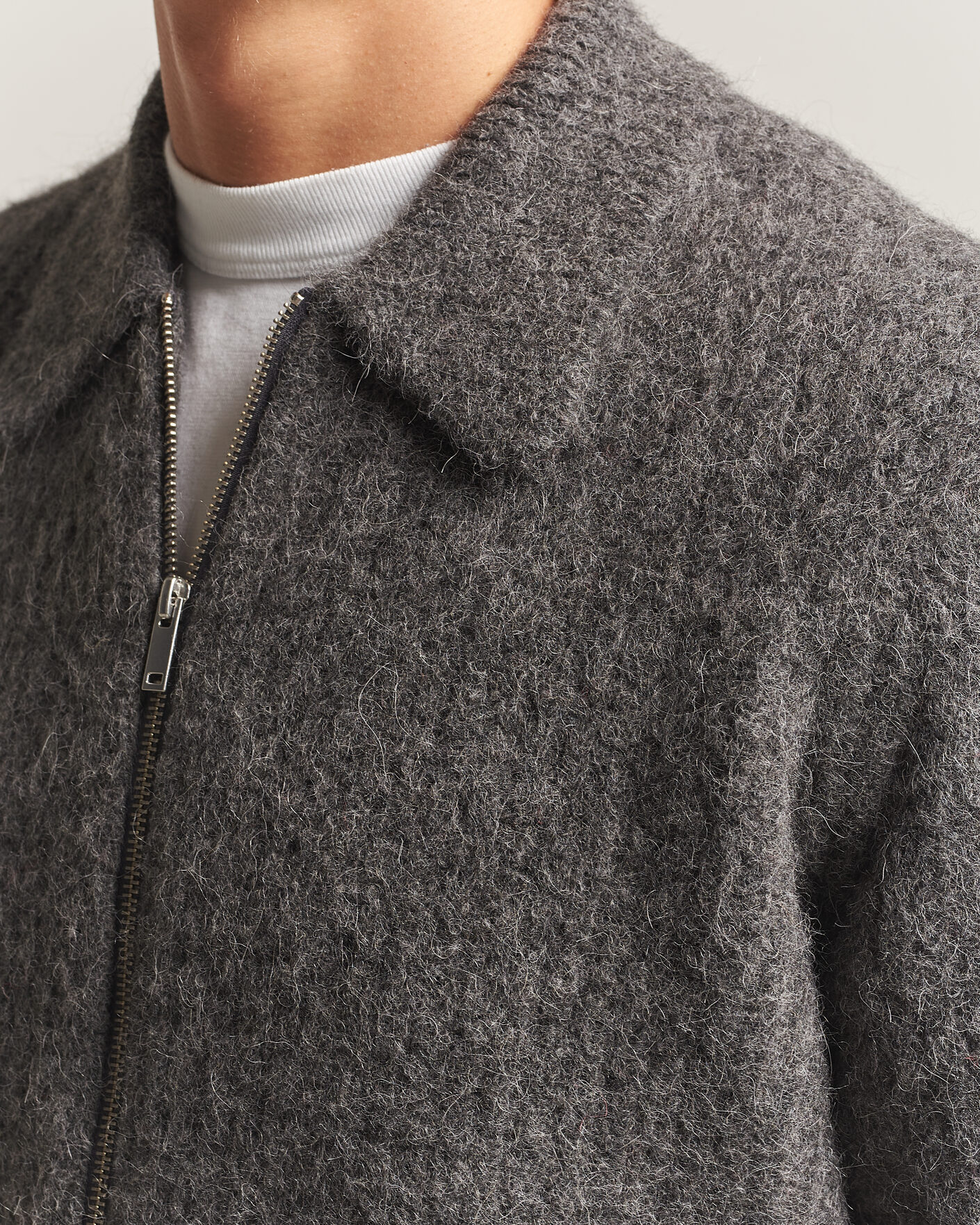 Herre | Gensere | Samsøe Samsøe | Job Alpaca Knitted Full Zip Dark Grey Melange