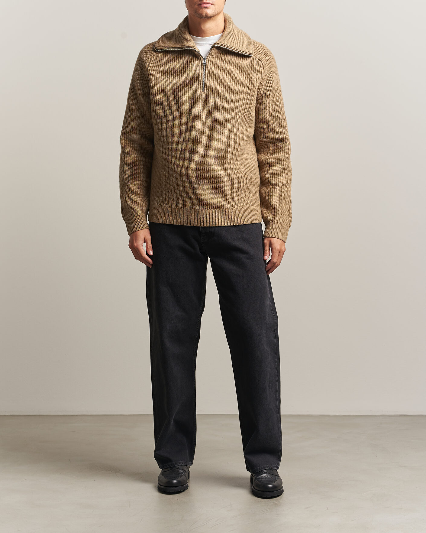 Herre | Gensere | Samsøe Samsøe | Rick Wool Heavy Knitted Half Zip Lead Gray
