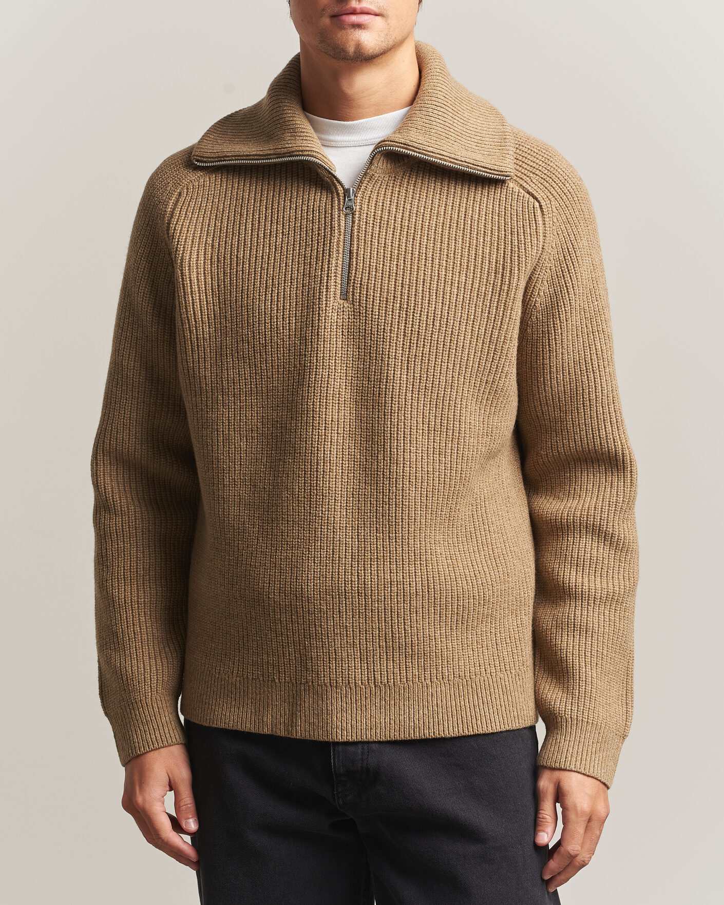 Herre | Gensere | Samsøe Samsøe | Rick Wool Heavy Knitted Half Zip Lead Gray