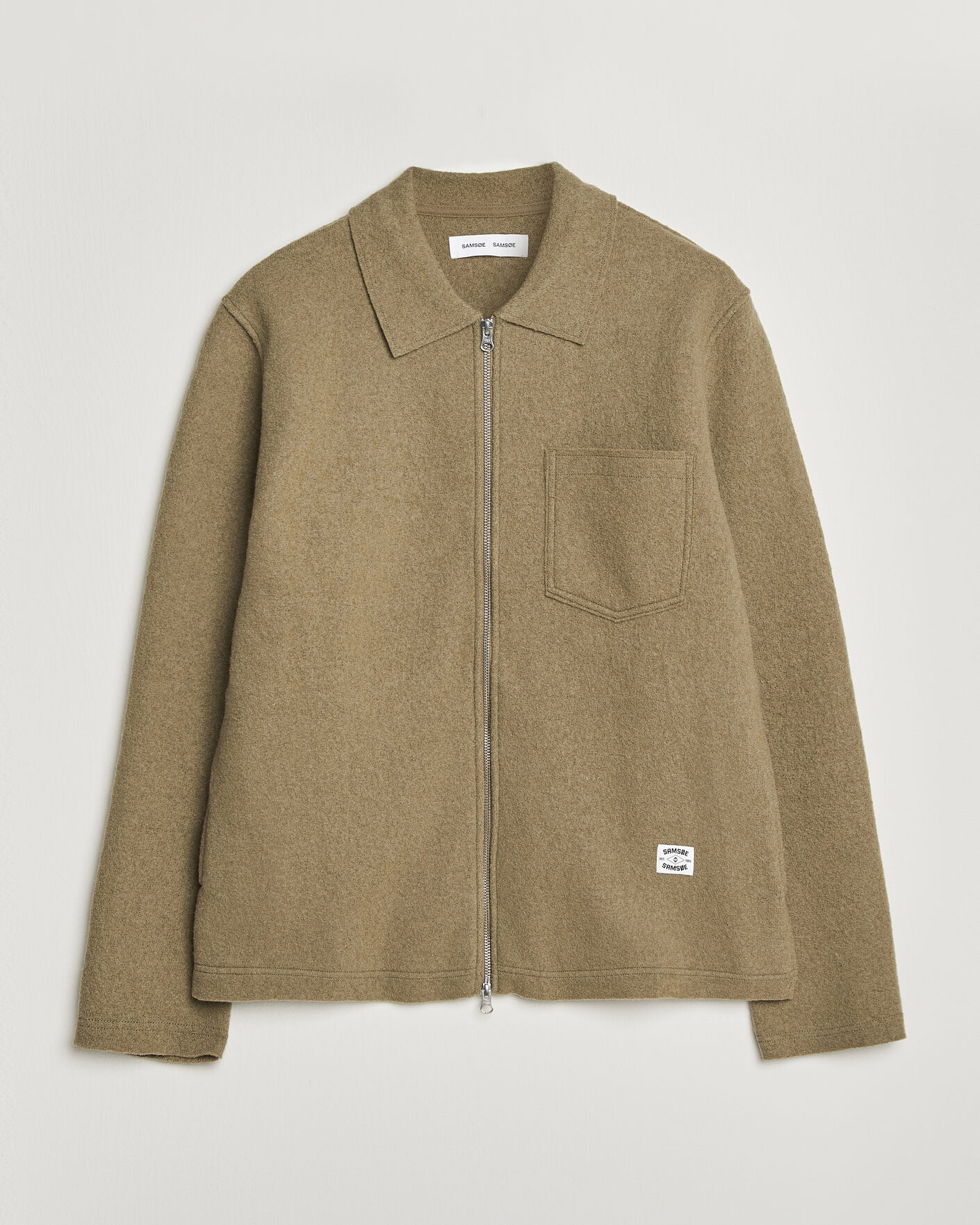 Herre | Gensere | Samsøe Samsøe | Hannes Boiled Wool Full Zip Lead Gray