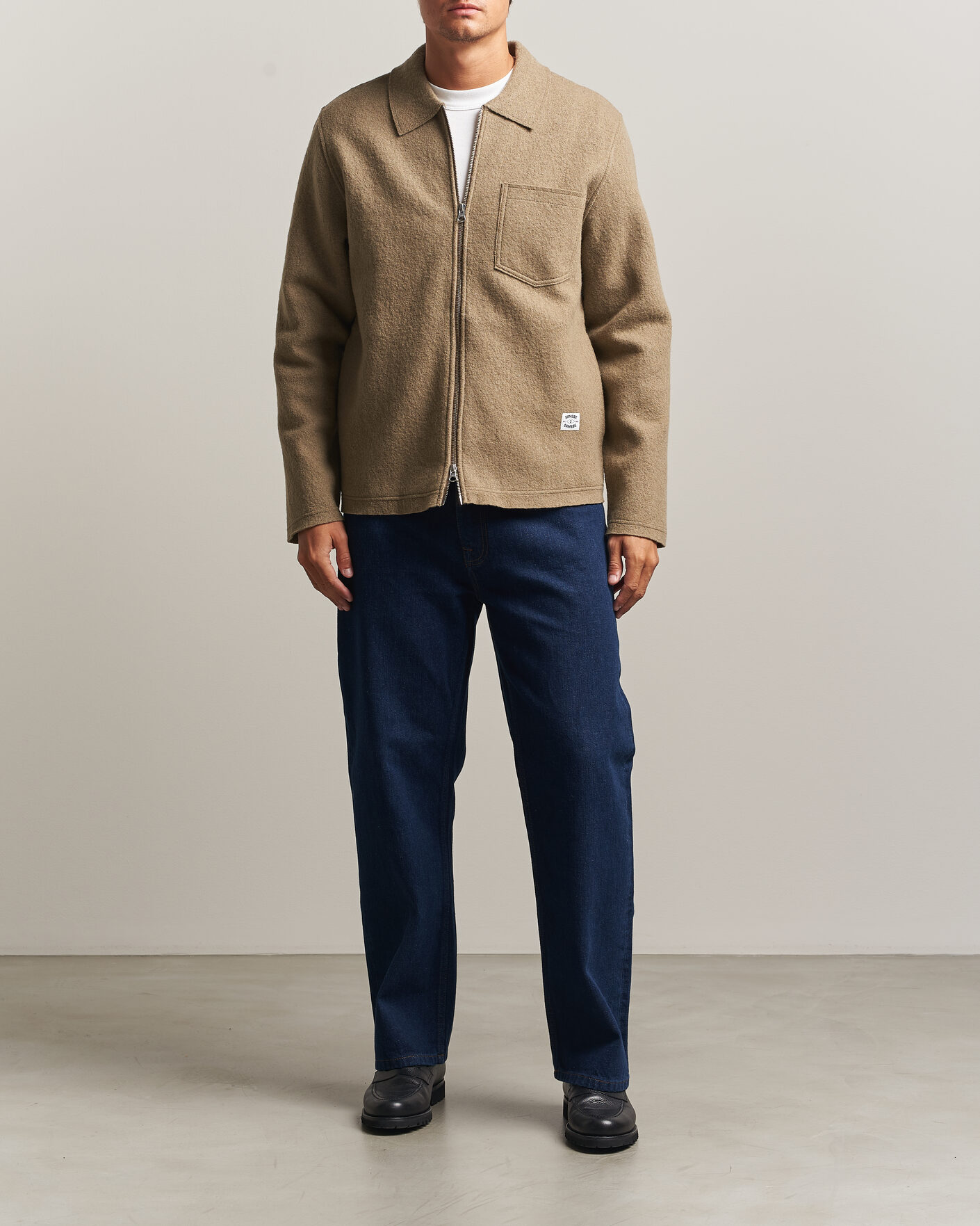 Herre | Gensere | Samsøe Samsøe | Hannes Boiled Wool Full Zip Lead Gray