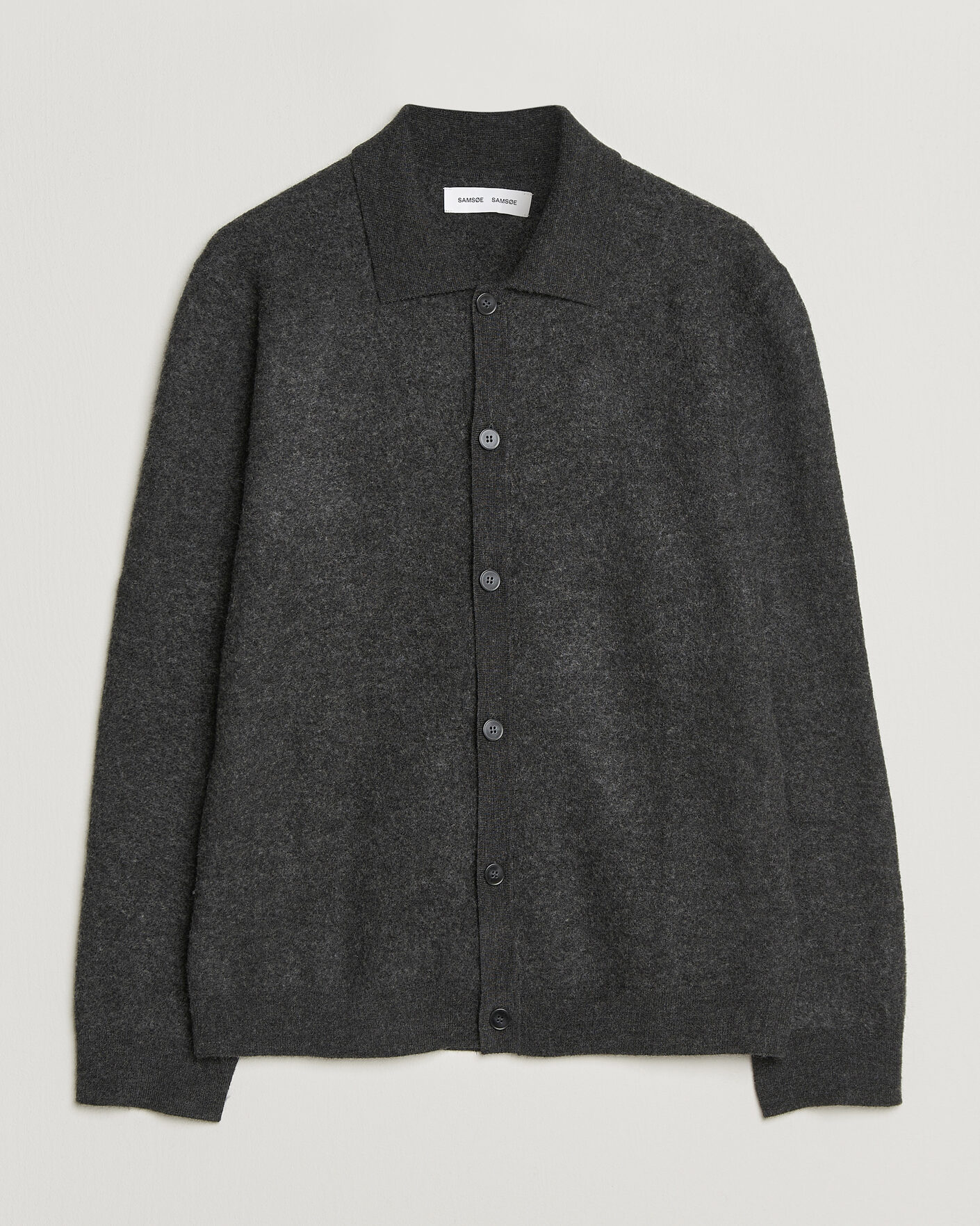 Herre | Gensere | Samsøe Samsøe | Richard Wool Knitted Cardigan Dark Grey Melange