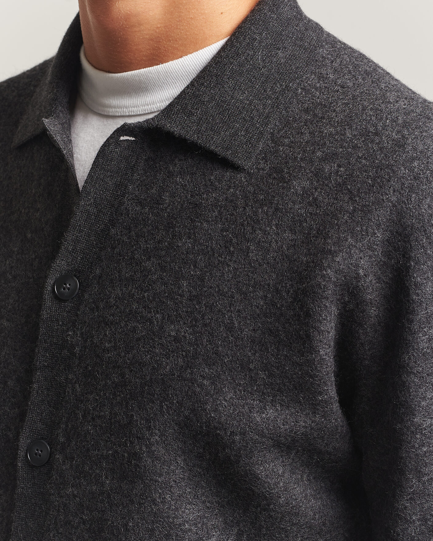 Herre | Gensere | Samsøe Samsøe | Richard Wool Knitted Cardigan Dark Grey Melange