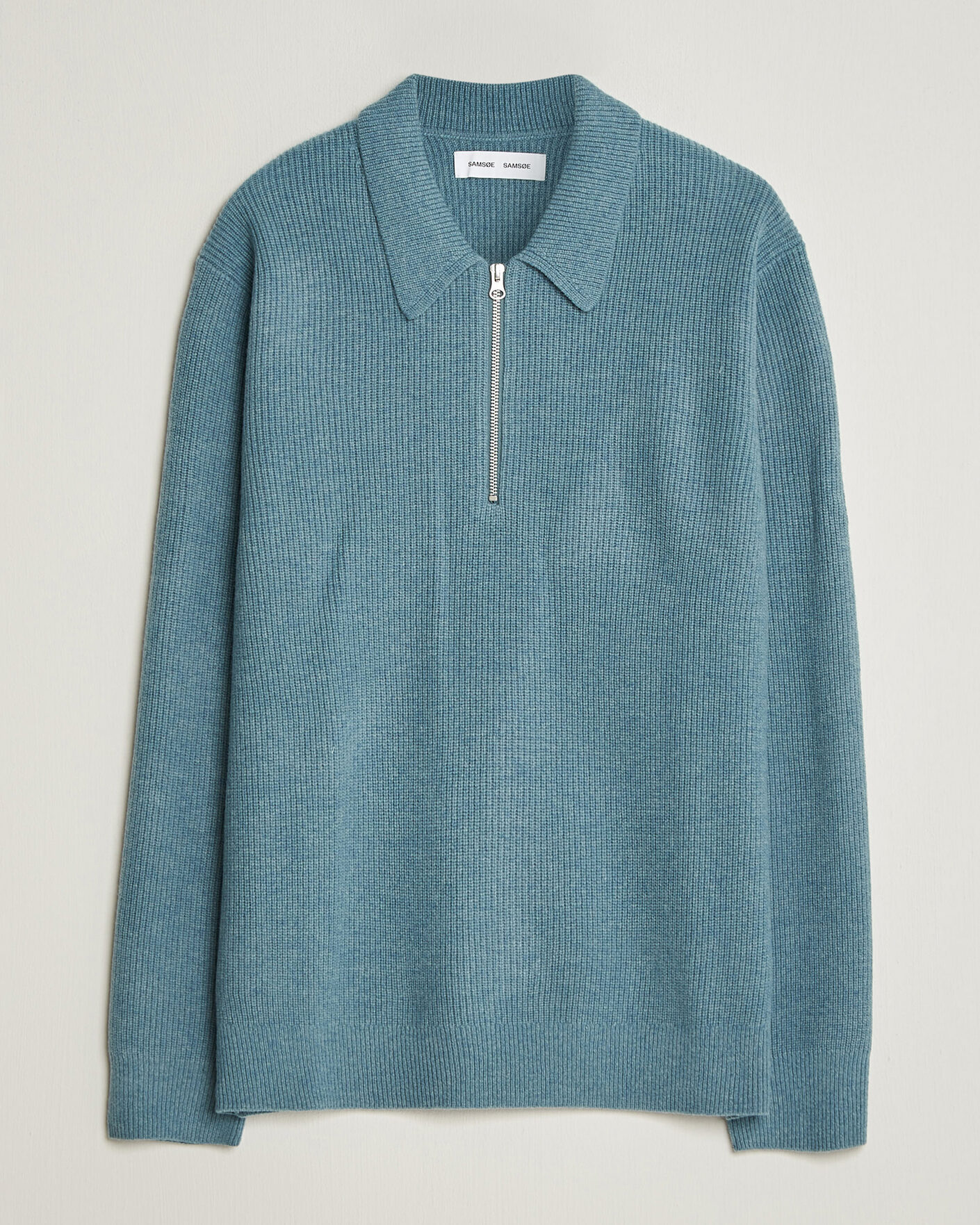 Herre | Gensere | Samsøe Samsøe | Isak Knitted Half Zip Polo Stormy Sea