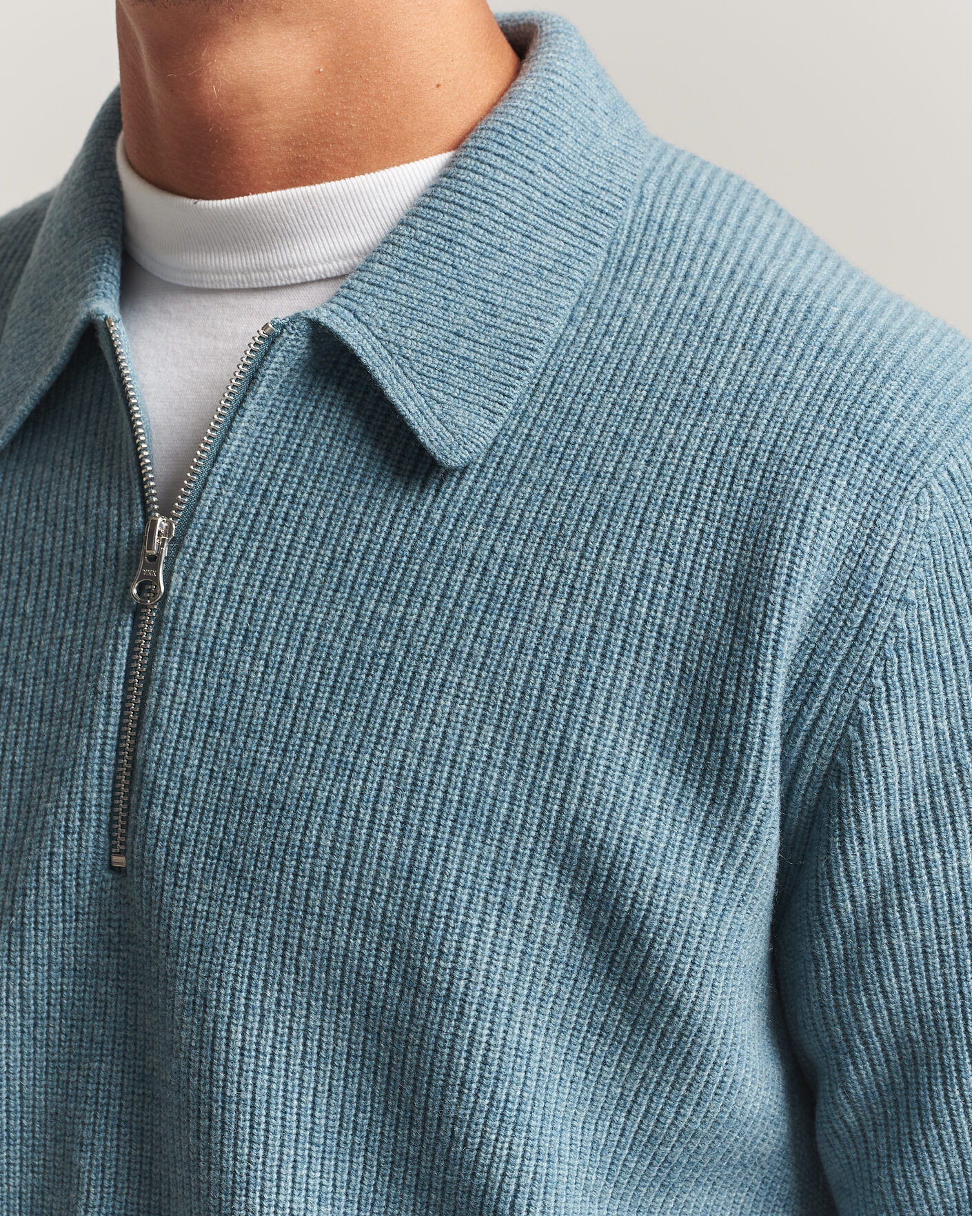 Herre | Gensere | Samsøe Samsøe | Isak Knitted Half Zip Polo Stormy Sea