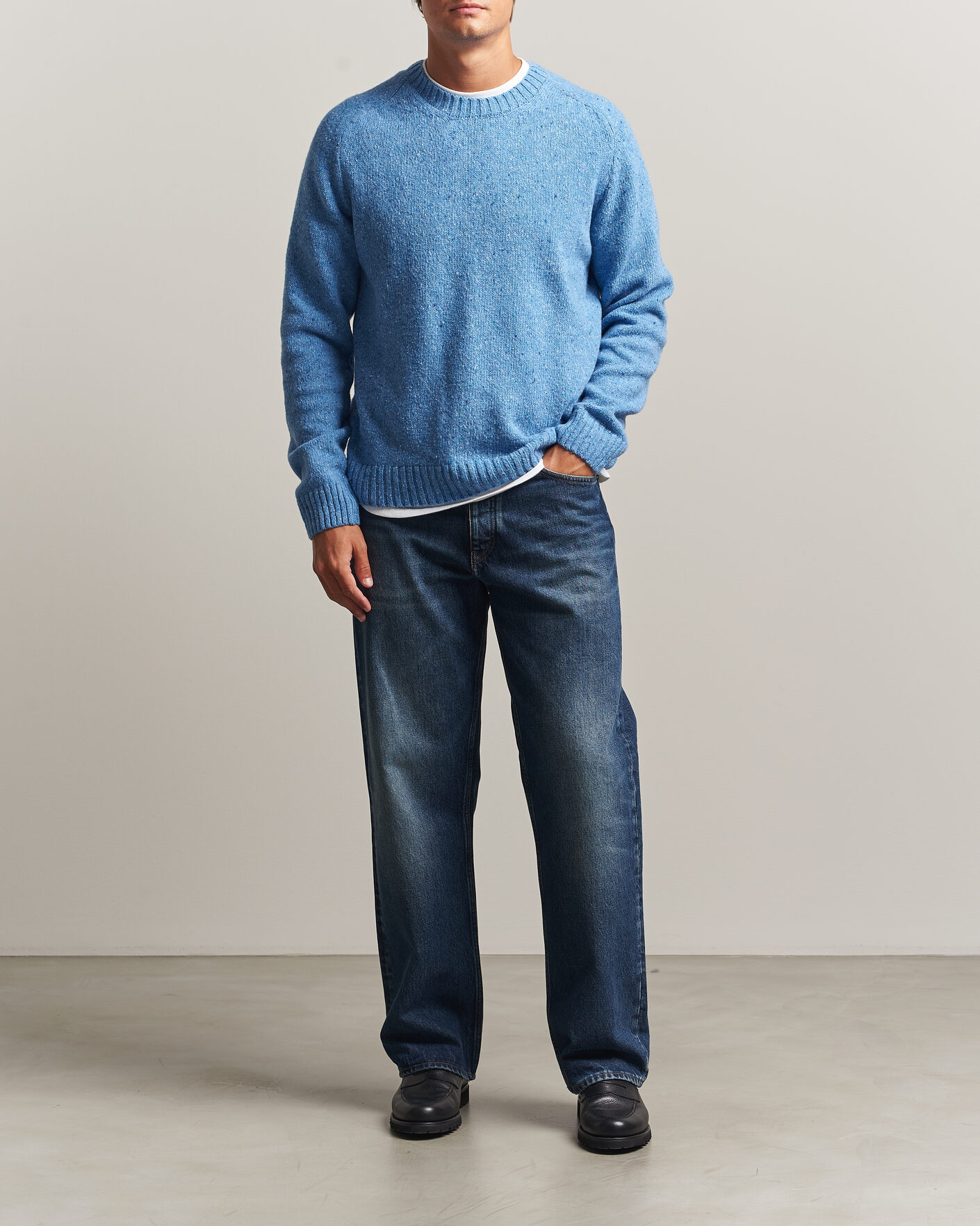 Herre | Gensere | Samsøe Samsøe | Nate Donegal Wool Knitted Striped Sweater Cyaneus