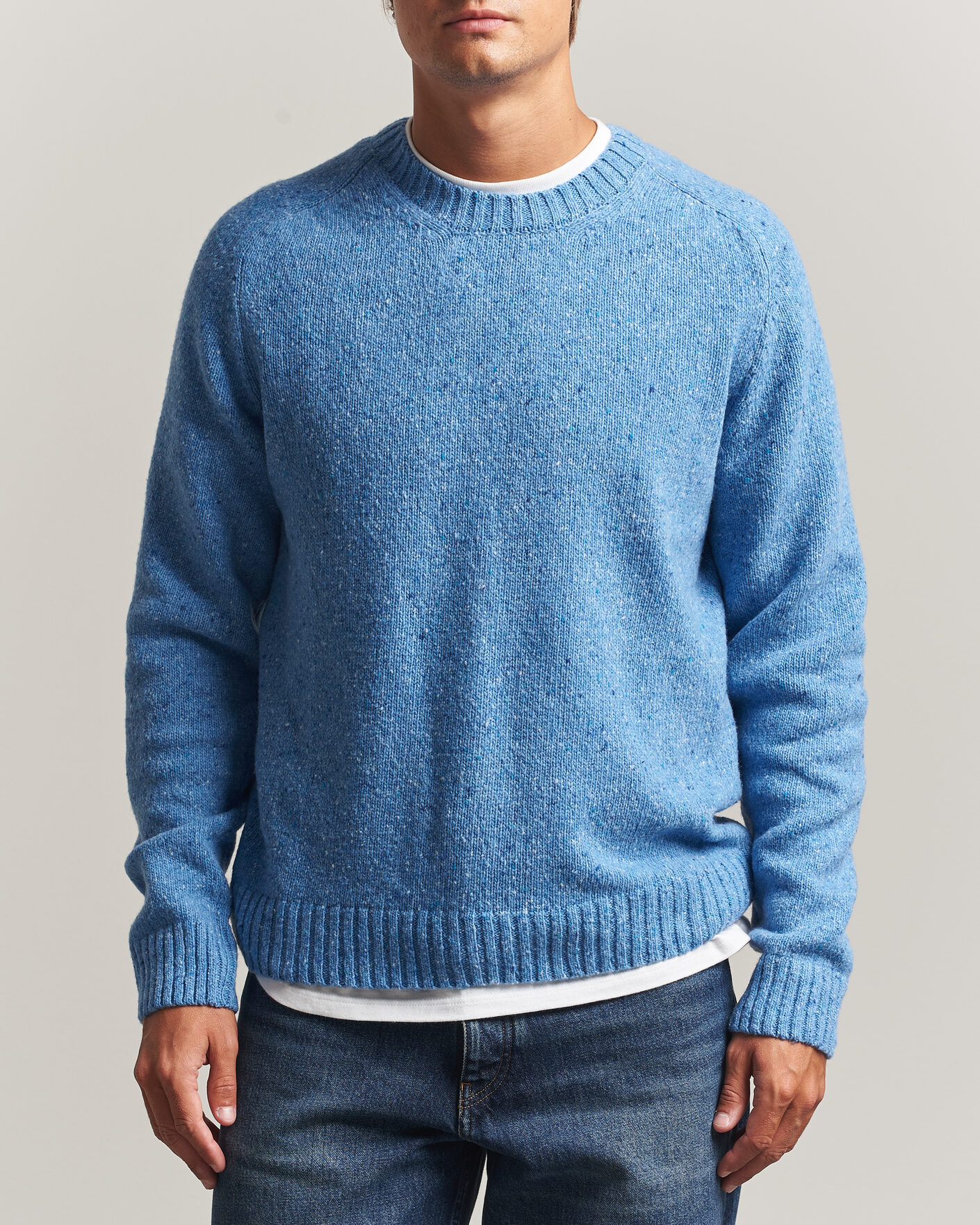 Herre | Gensere | Samsøe Samsøe | Nate Donegal Wool Knitted Striped Sweater Cyaneus
