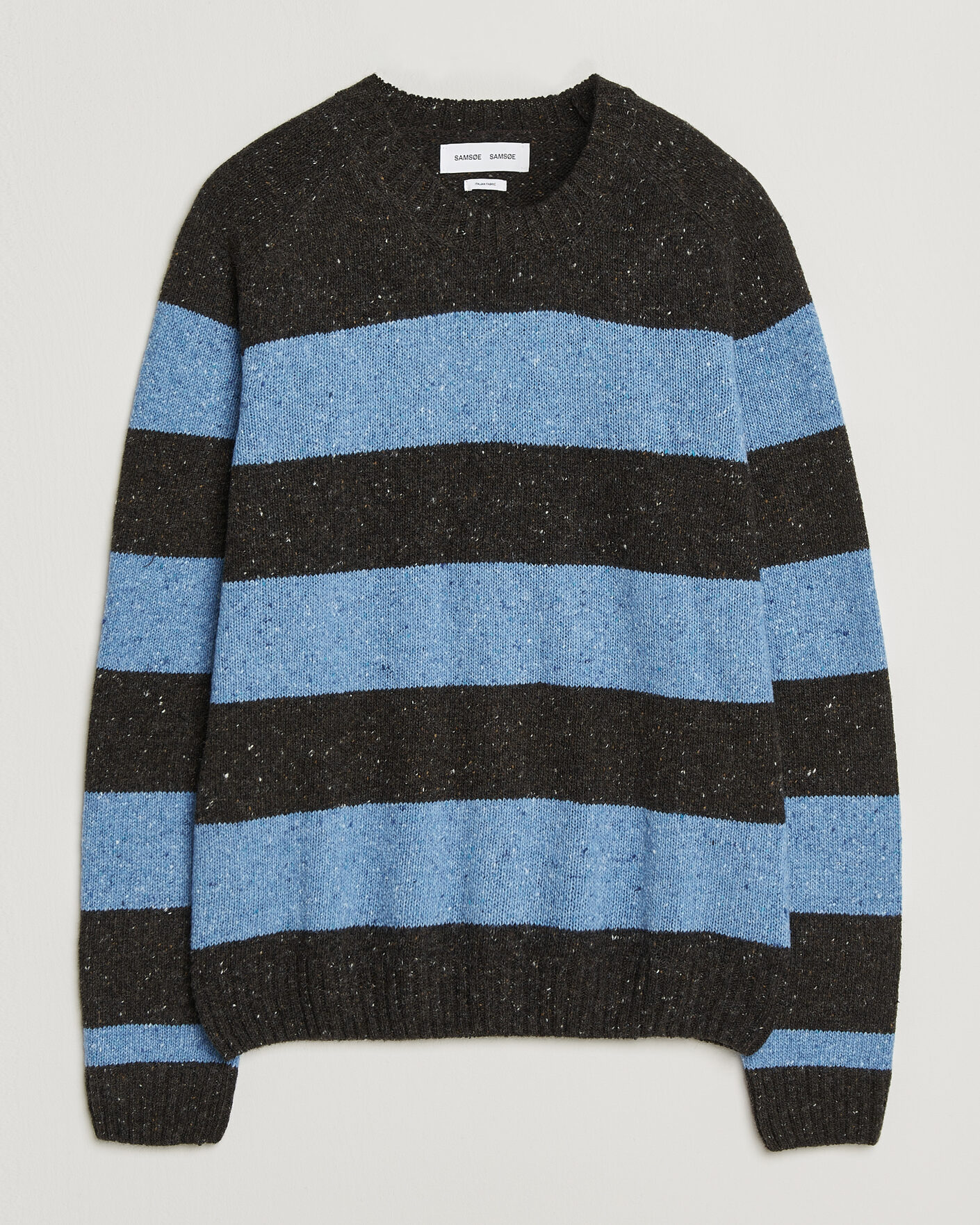 Herre | Gensere | Samsøe Samsøe | Nate Donegal Wool Knitted Striped Sweater Brown/Blue