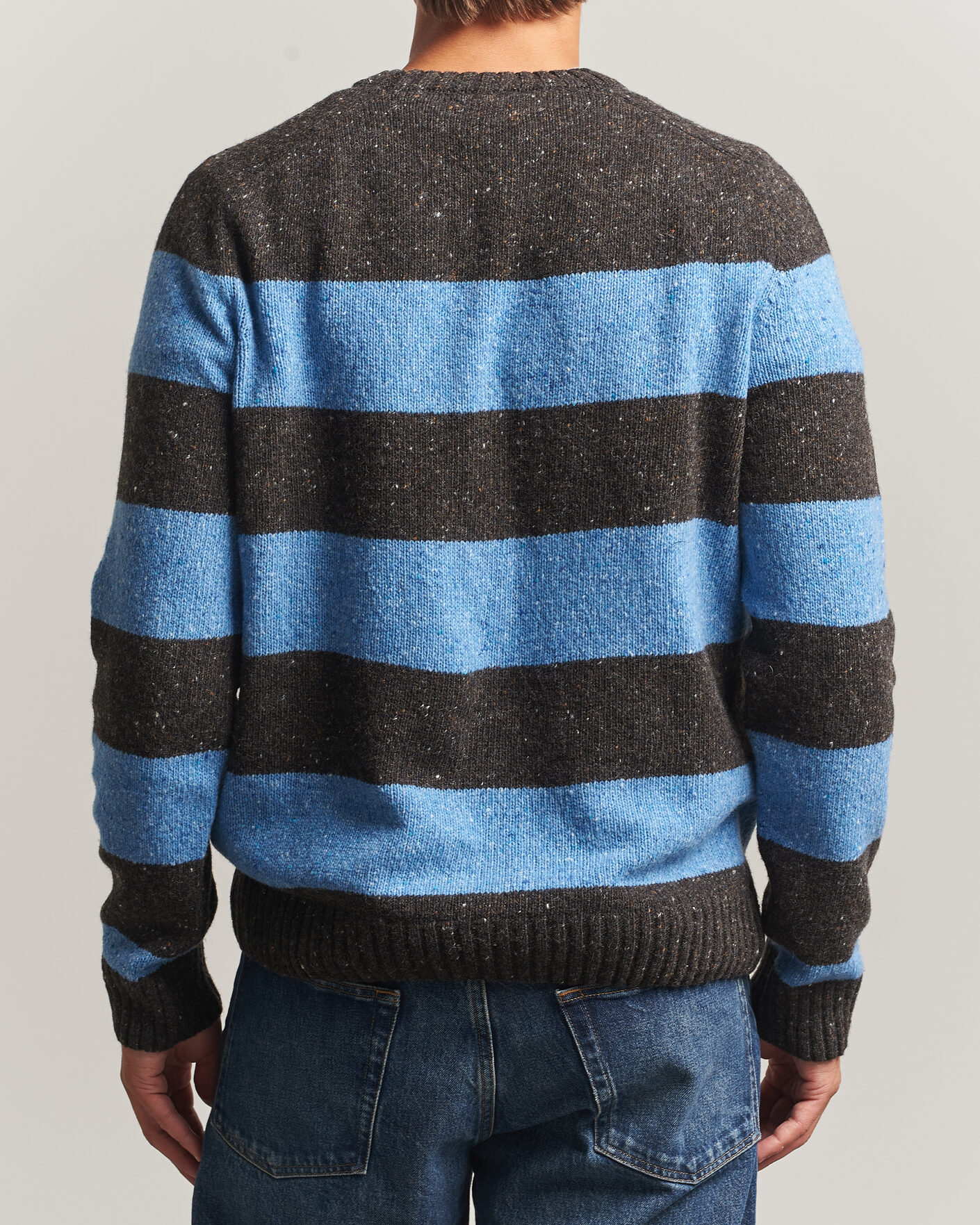 Herre | Gensere | Samsøe Samsøe | Nate Donegal Wool Knitted Striped Sweater Brown/Blue