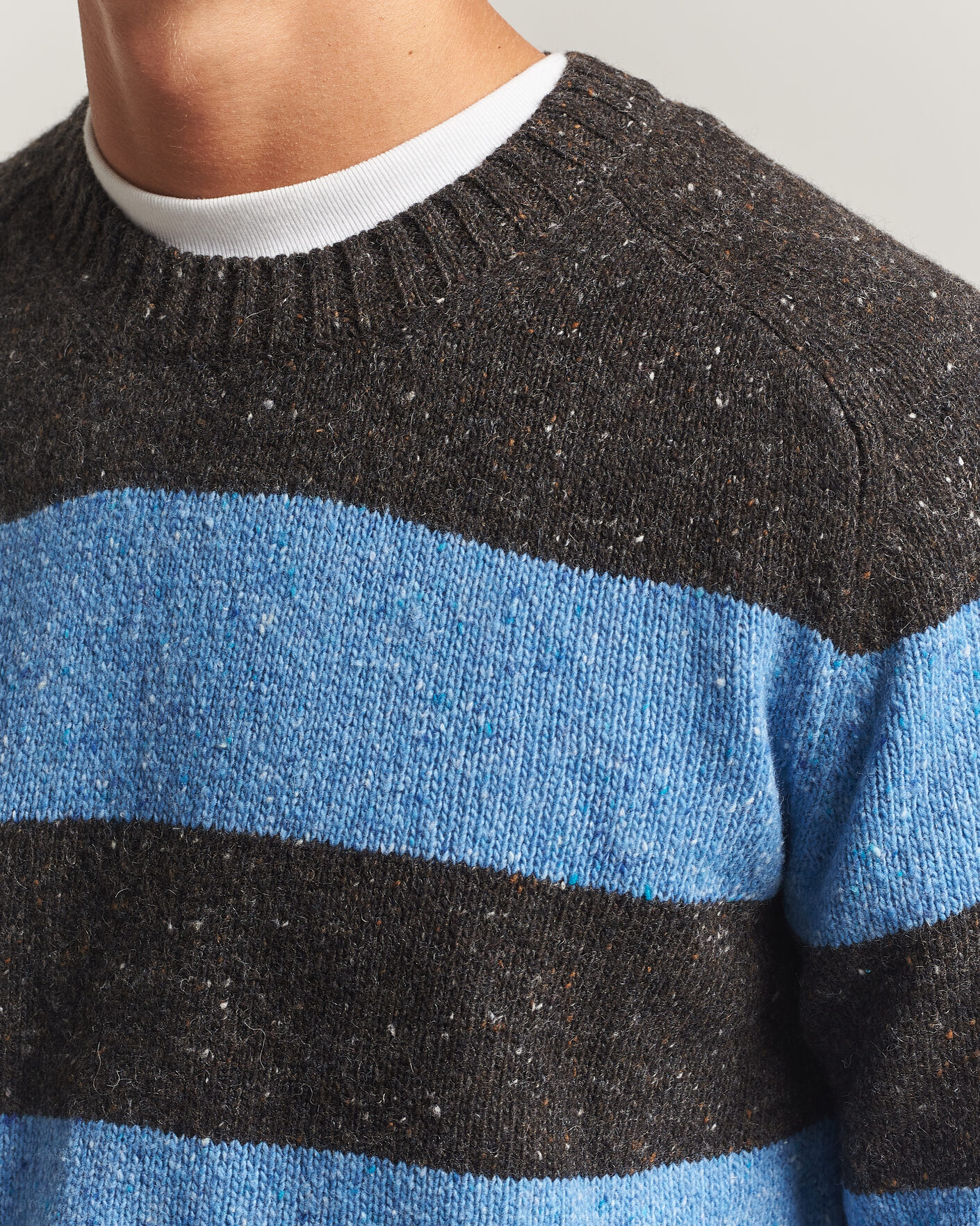 Herre | Gensere | Samsøe Samsøe | Nate Donegal Wool Knitted Striped Sweater Brown/Blue