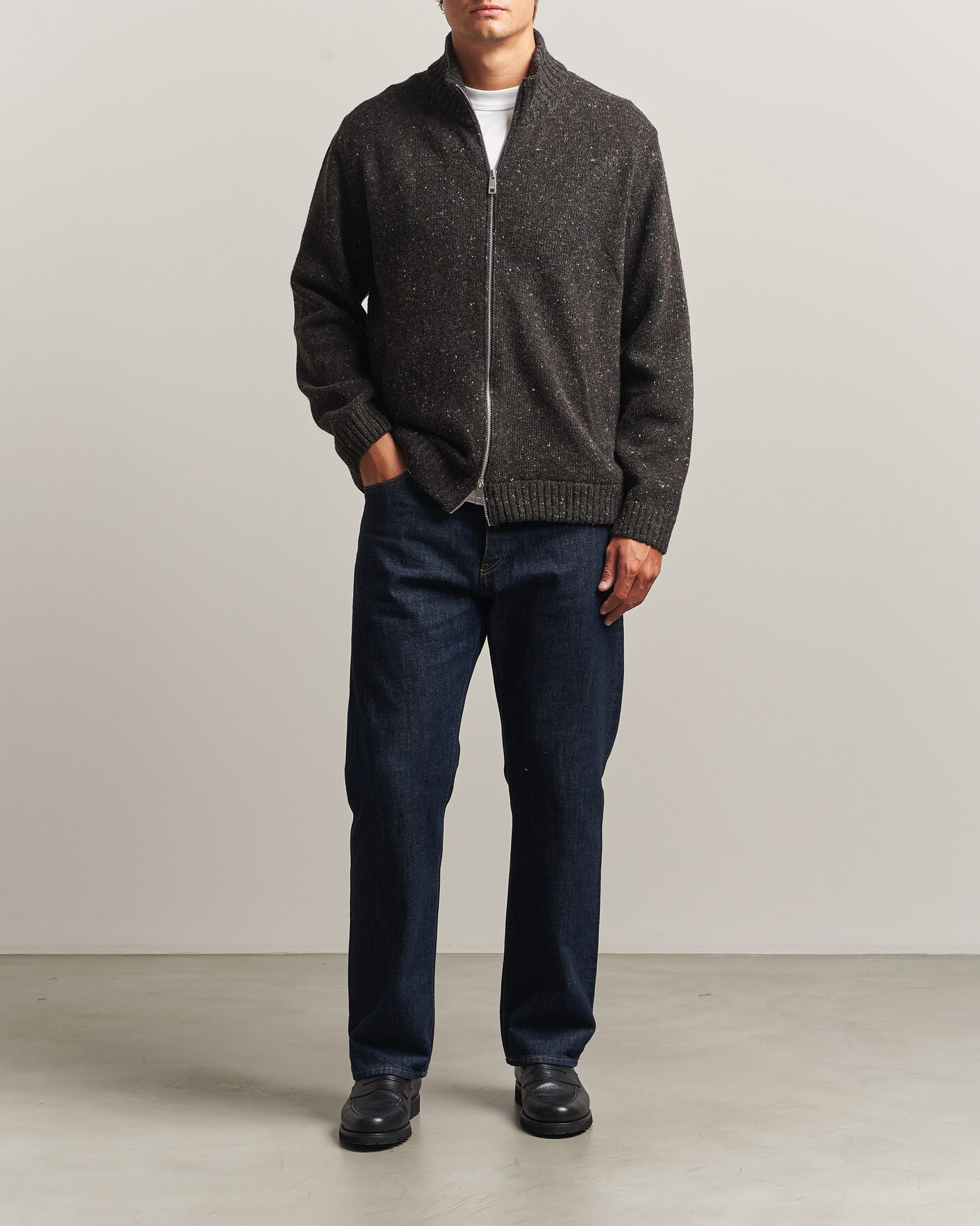 Herre | Gensere | Samsøe Samsøe | Nate Donegal Wool Knitted Full Zip Delicioso