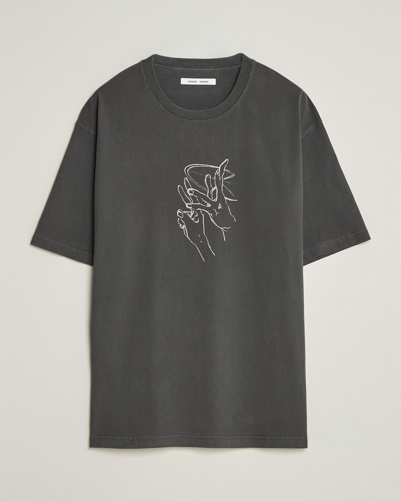 Herre | T-Shirts | Samsøe Samsøe | Giles Printed Crew Neck T-Shirt Black Lines