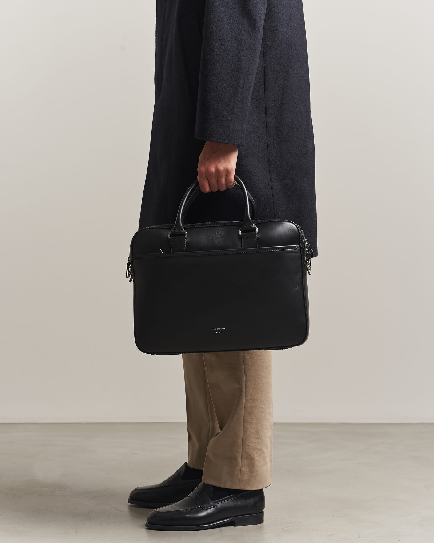 Herre | Vesker | Tiger of Sweden | Burin Smooth Leather Briefcase Black