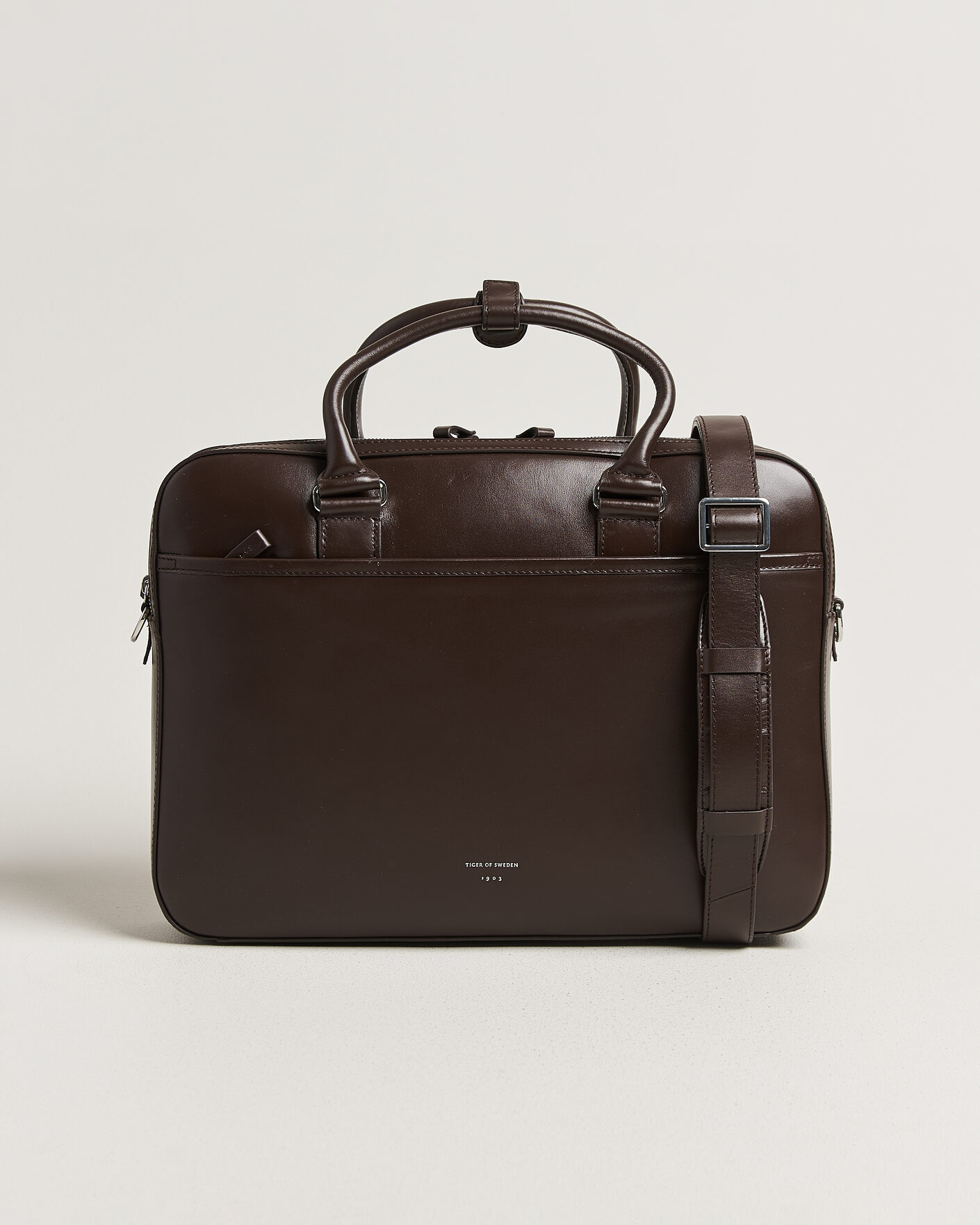 Herre | Vesker | Tiger of Sweden | Burin Smooth Leather Briefcase Dark Brown
