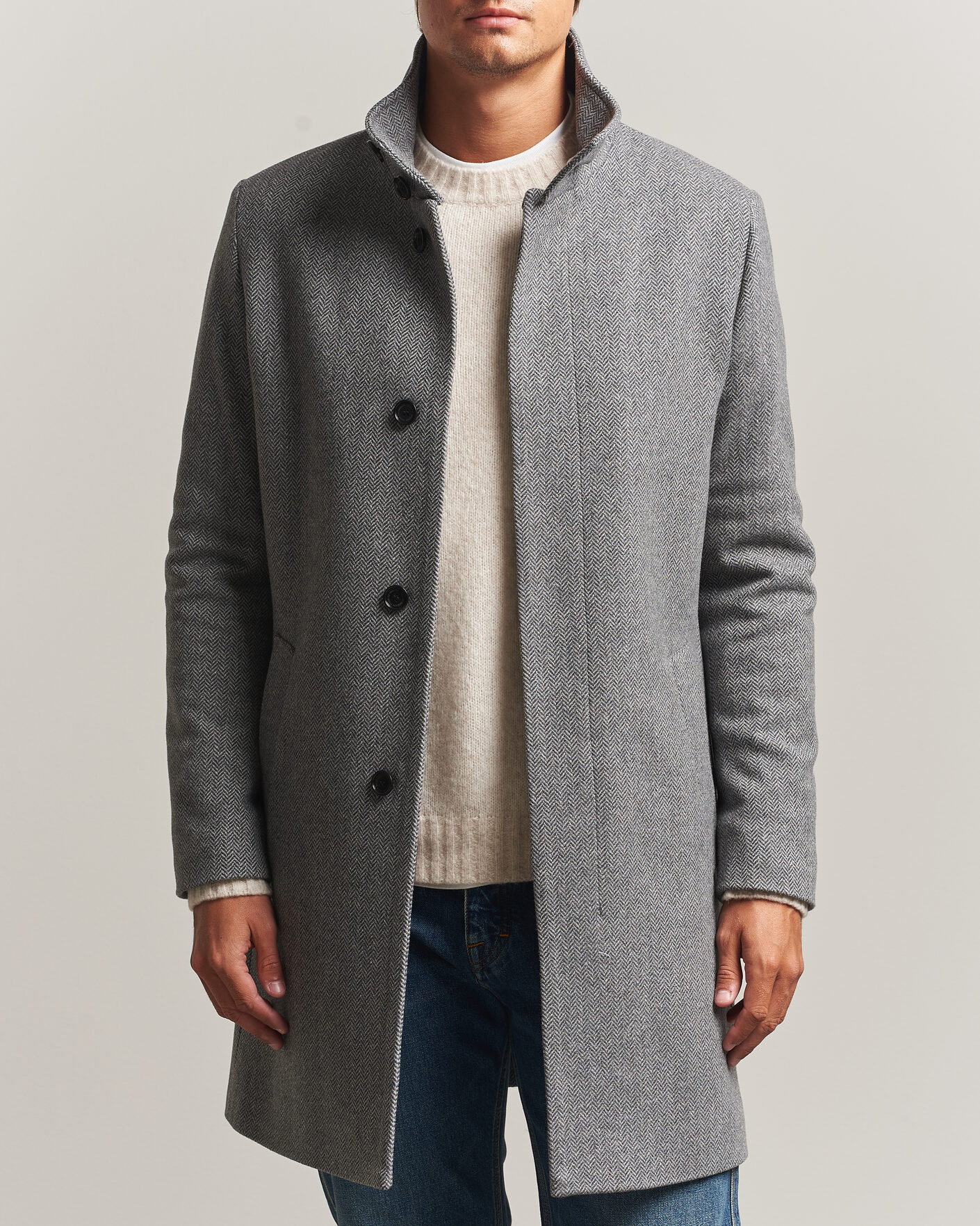 Herre | Jakker | Tiger of Sweden | Aleric Wool Herringbone Coat Fogy