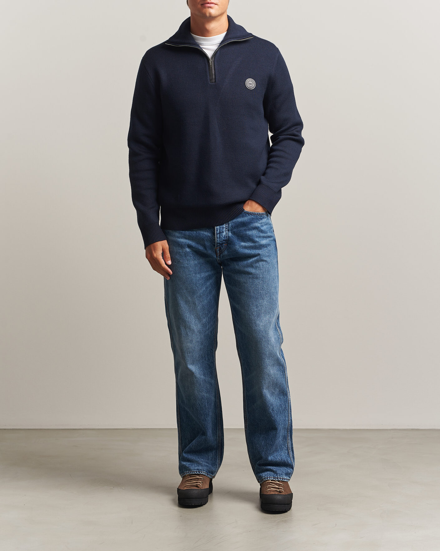 Herre | Gensere | Tiger of Sweden | Hamish Wool Heavy Knitted Half Zip Night Grape