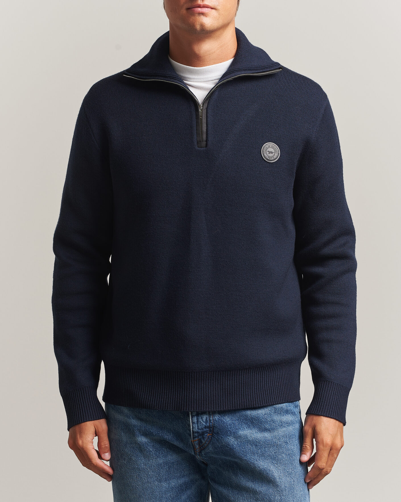 Herre | Gensere | Tiger of Sweden | Hamish Wool Heavy Knitted Half Zip Night Grape