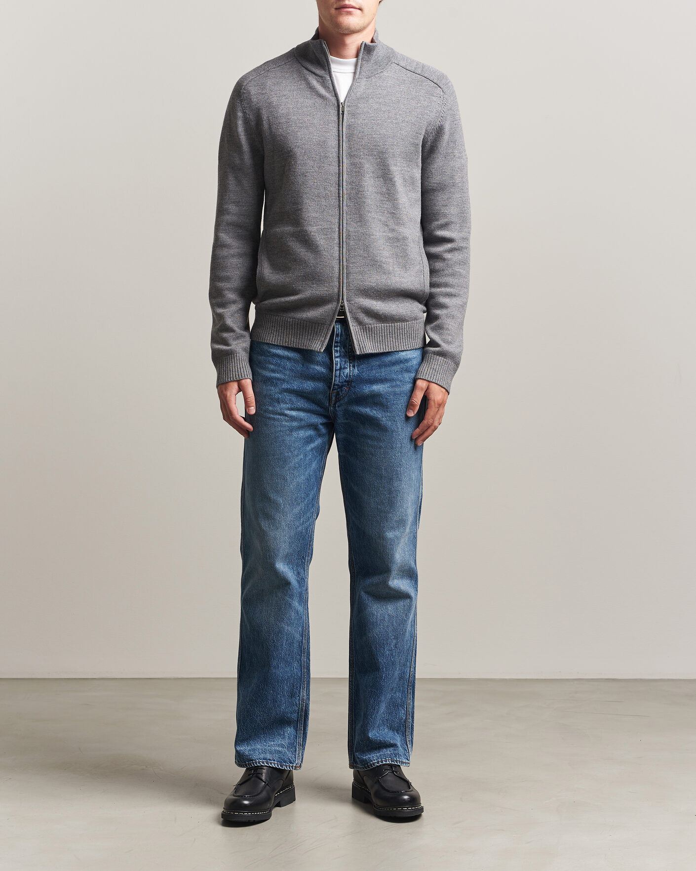 Herre | Gensere | Tiger of Sweden | Cassian Wool Full Zip Concrete Melange