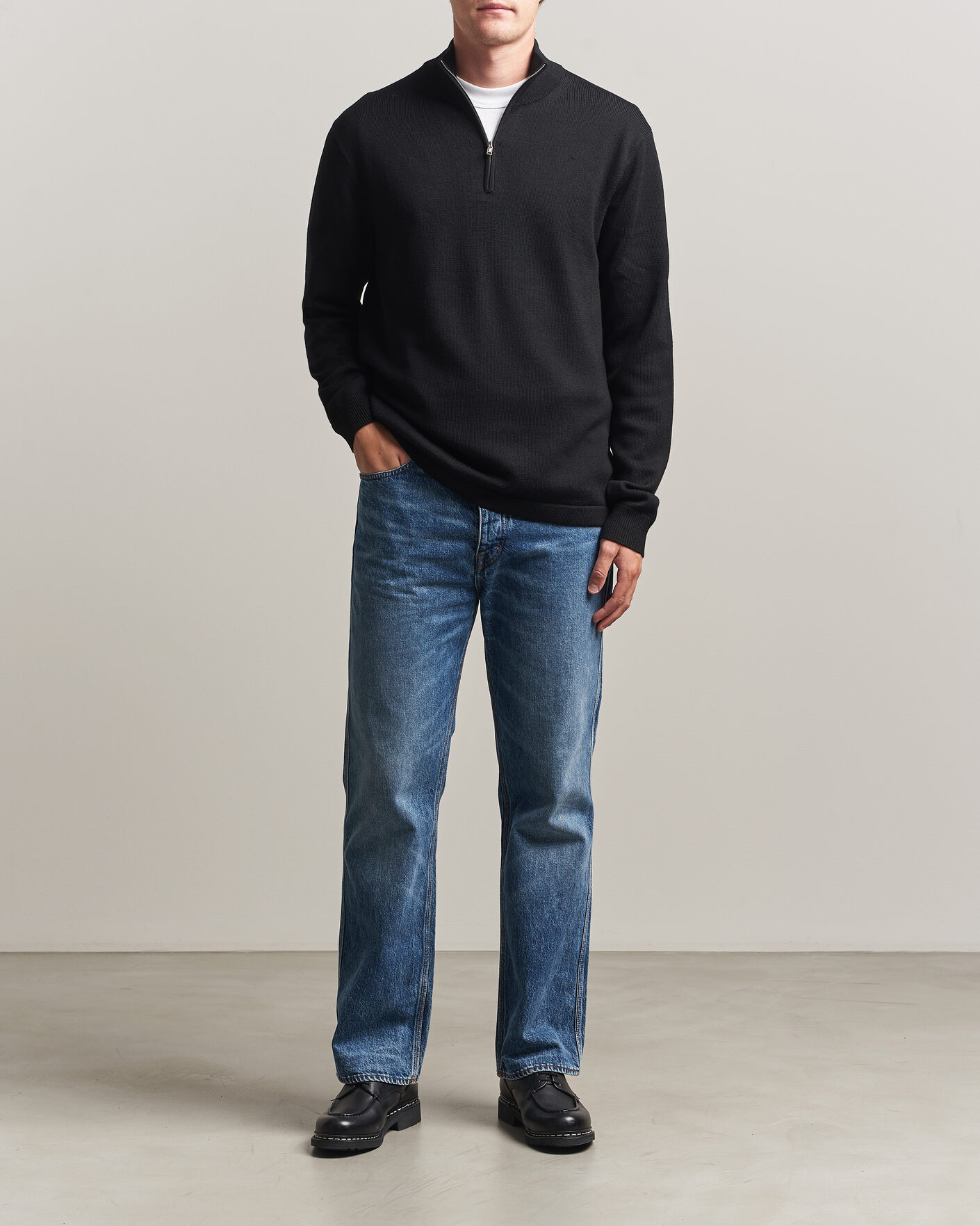 Herre | Gensere | Tiger of Sweden | Travis Wool Half Zip Black