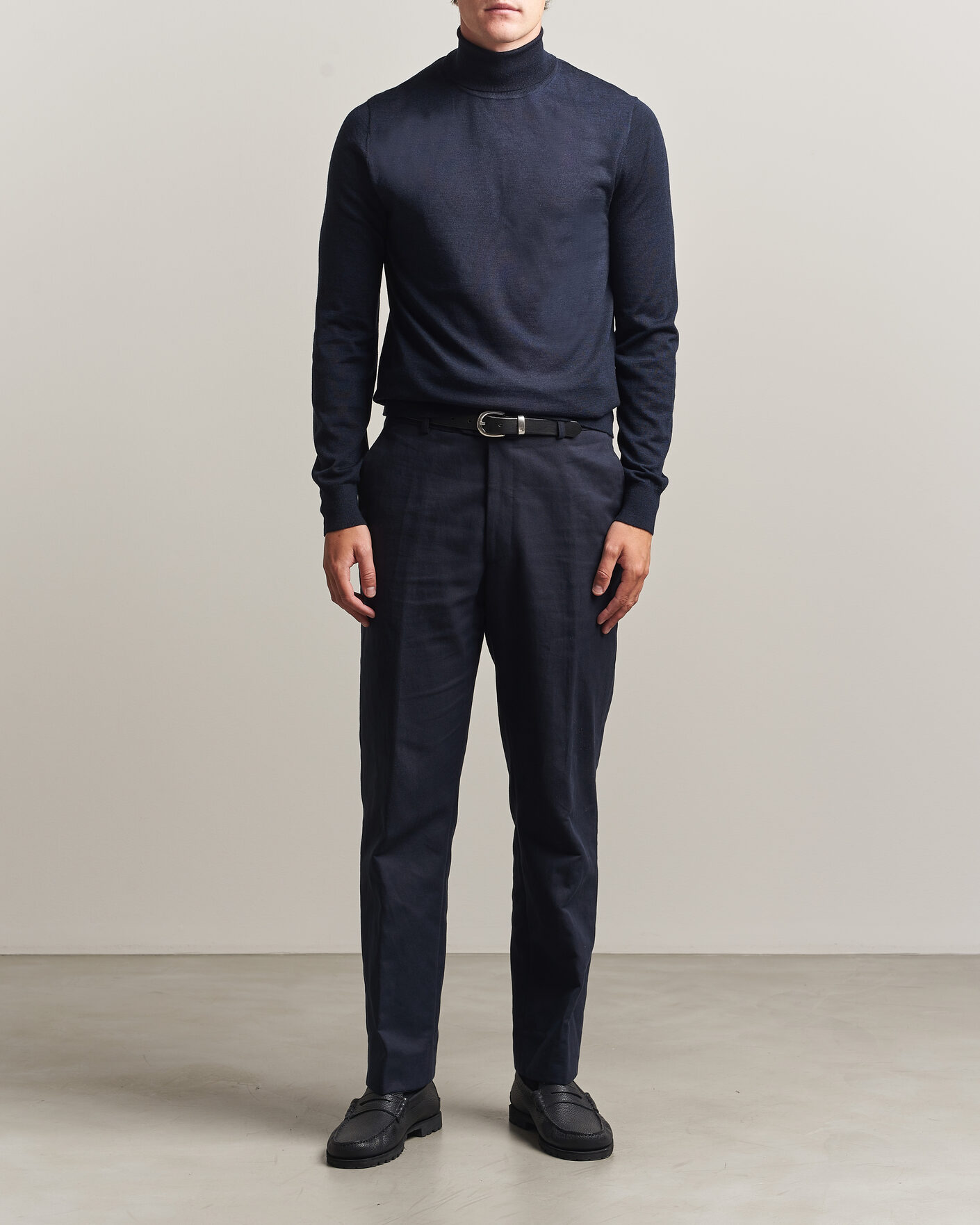 Herre | Gensere | Tiger of Sweden | Nevile Extra Fine Merino Polo Light Ink