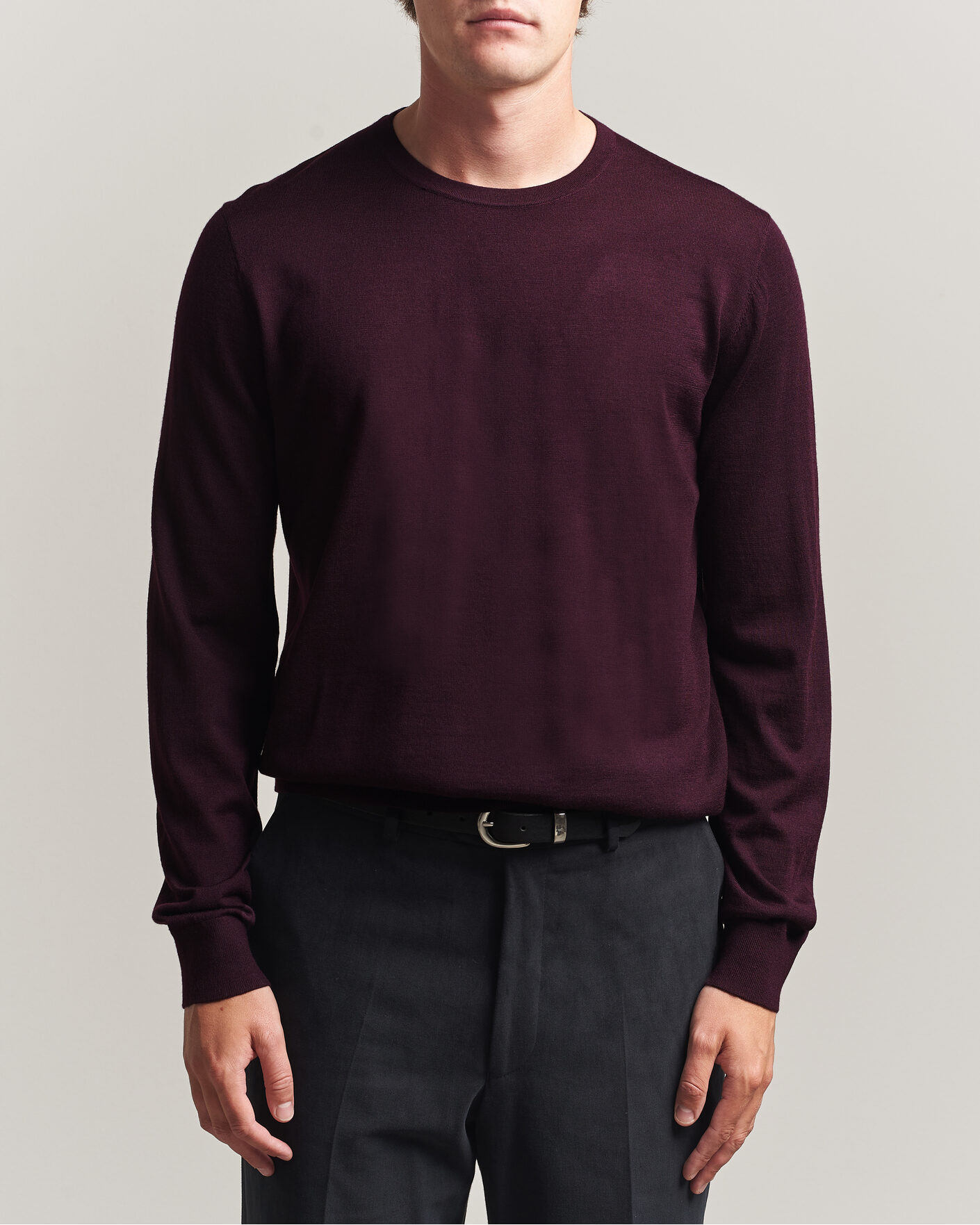 Herre | Gensere | Tiger of Sweden | Connor Extra Fine Merino Crew Neck Pullover Aubergine