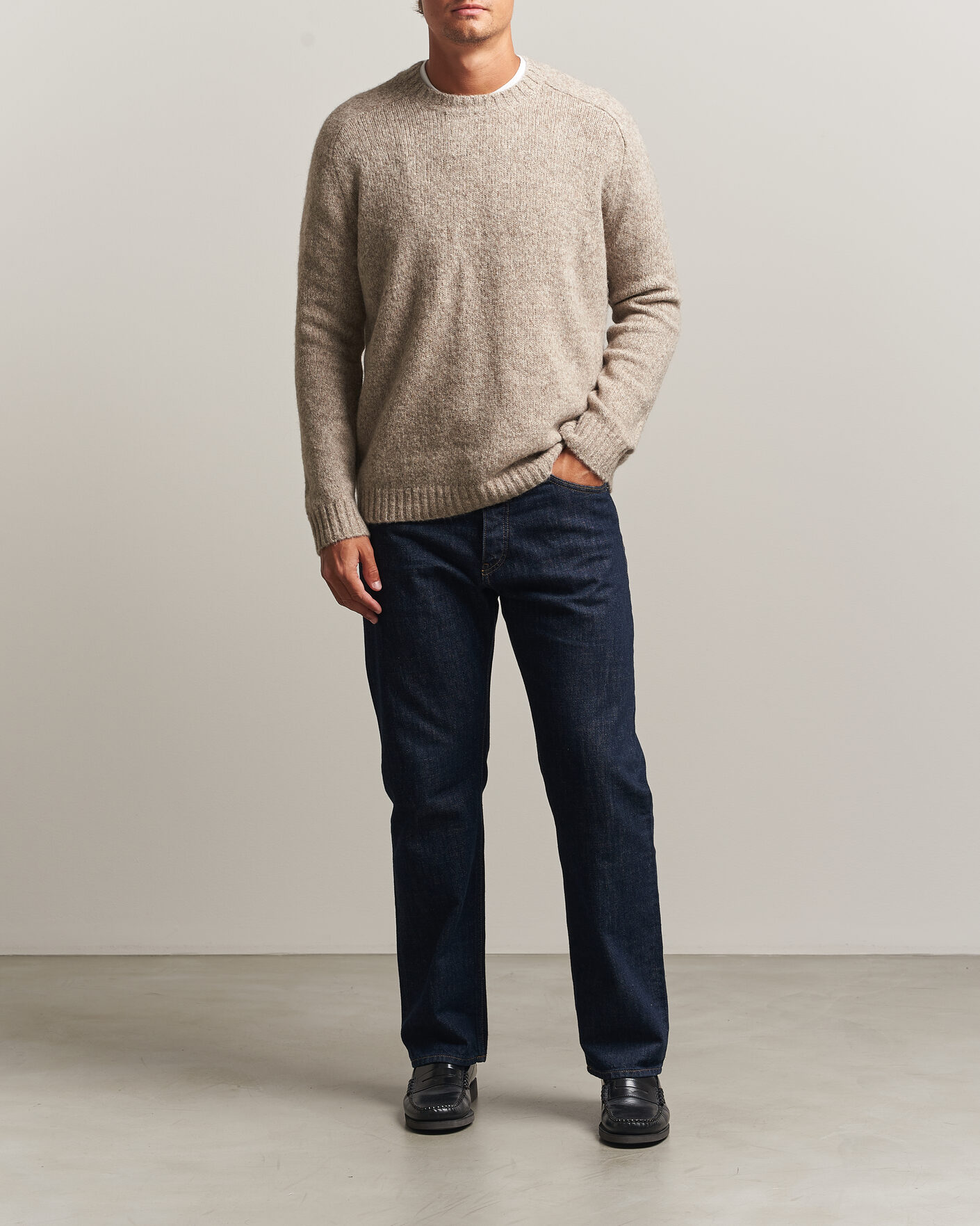 Herre | Gensere | Tiger of Sweden | Adryan Yak/Alpaca Knitted Sweater Stone Melange