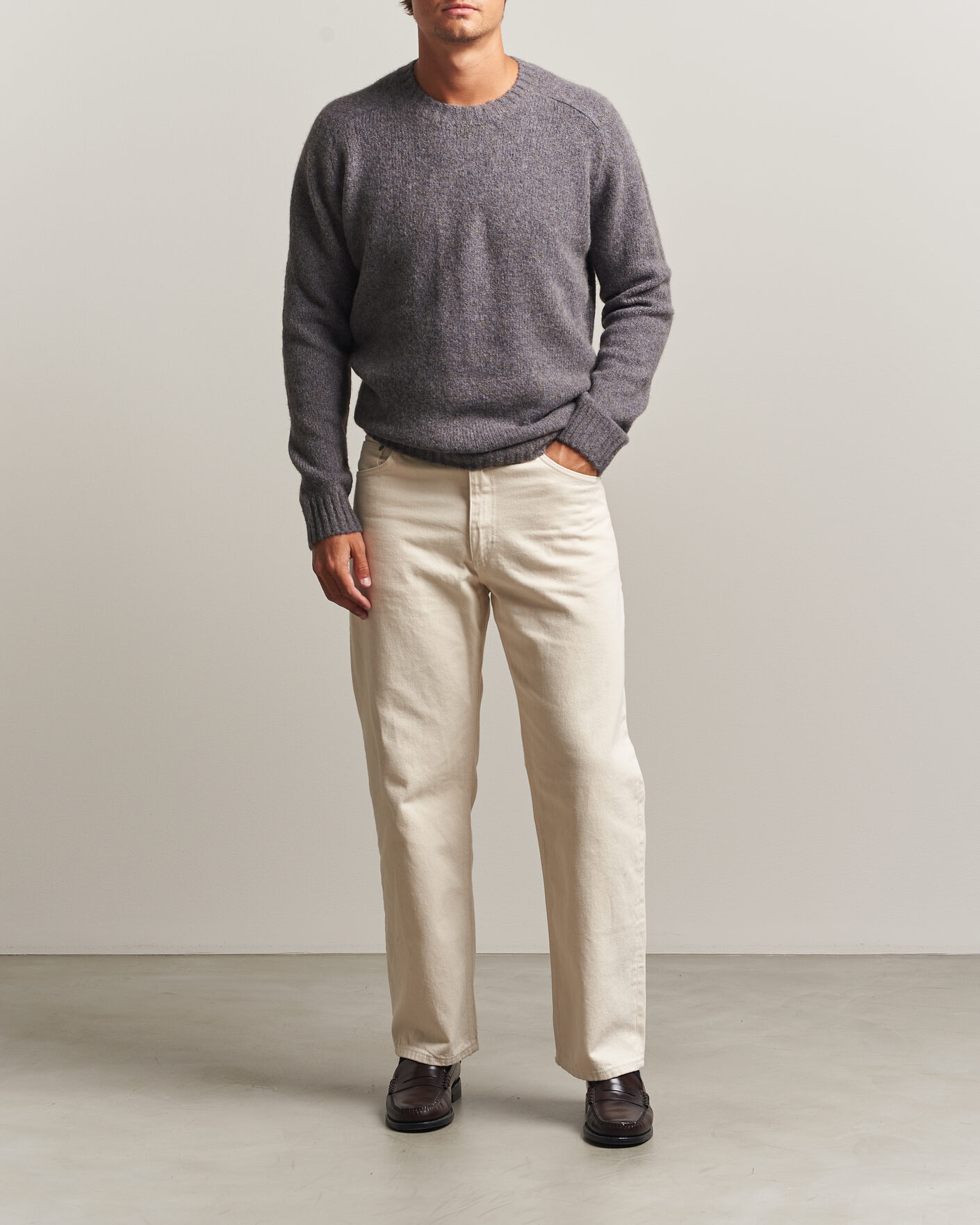 Herre | Gensere | Tiger of Sweden | Adryan Yak/Alpaca Knitted Sweater Grey Melange