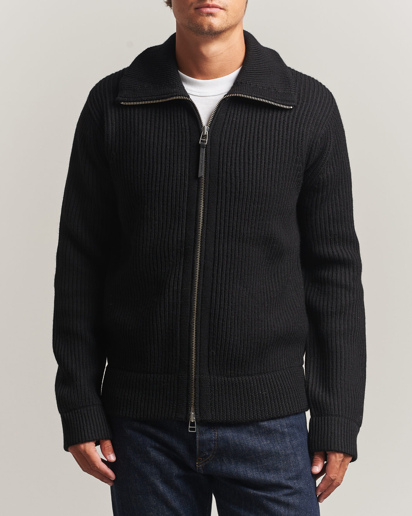 Herre | Gensere | Tiger of Sweden | Niall Wool Heavy Knitted Full Zip Black