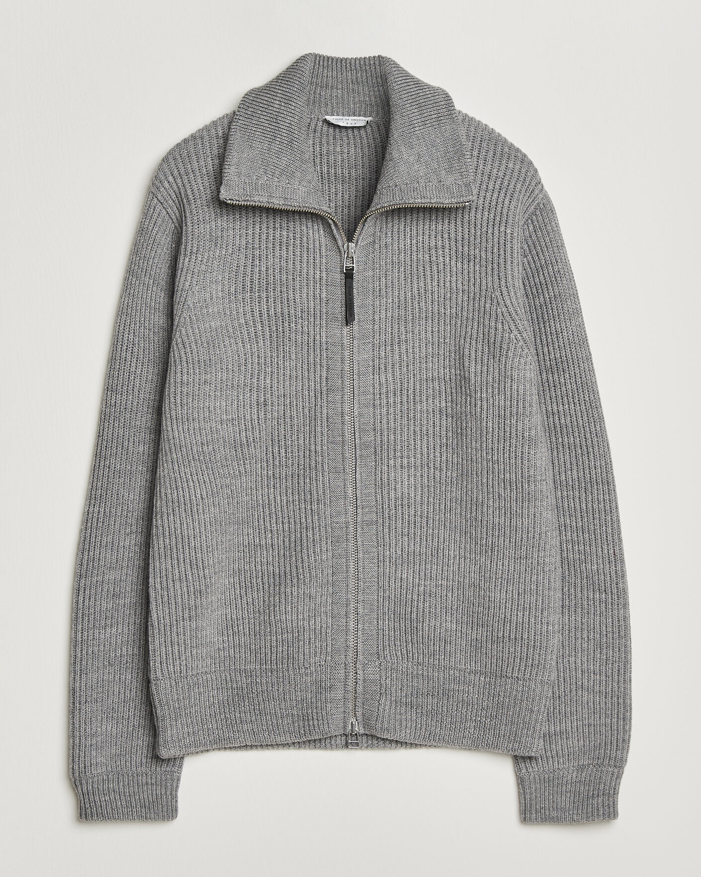 Herre | Gensere | Tiger of Sweden | Niall Wool Heavy Knitted Full Zip Grey Melange