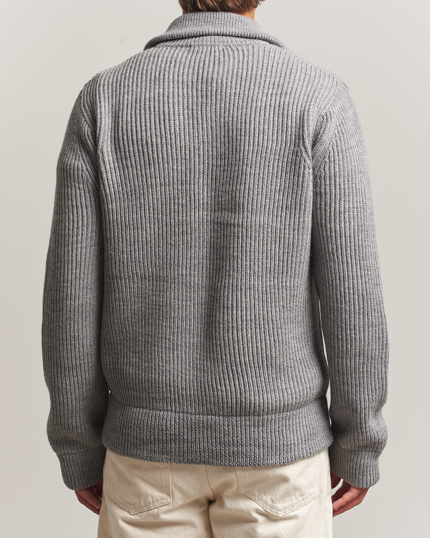 Herre | Gensere | Tiger of Sweden | Niall Wool Heavy Knitted Full Zip Grey Melange