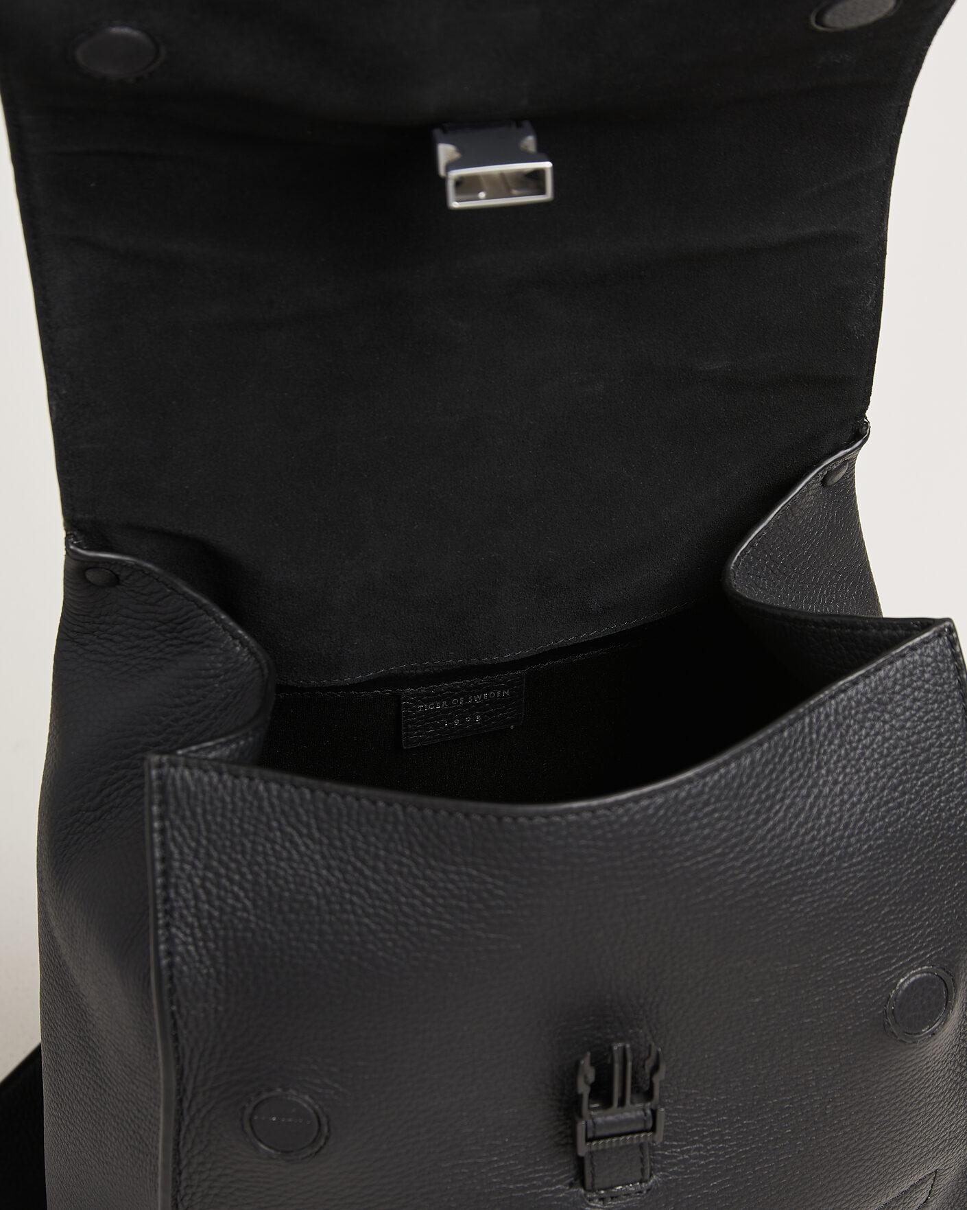 Herre | Vesker | Tiger of Sweden | Vuntir Grained Leather Backpack Black