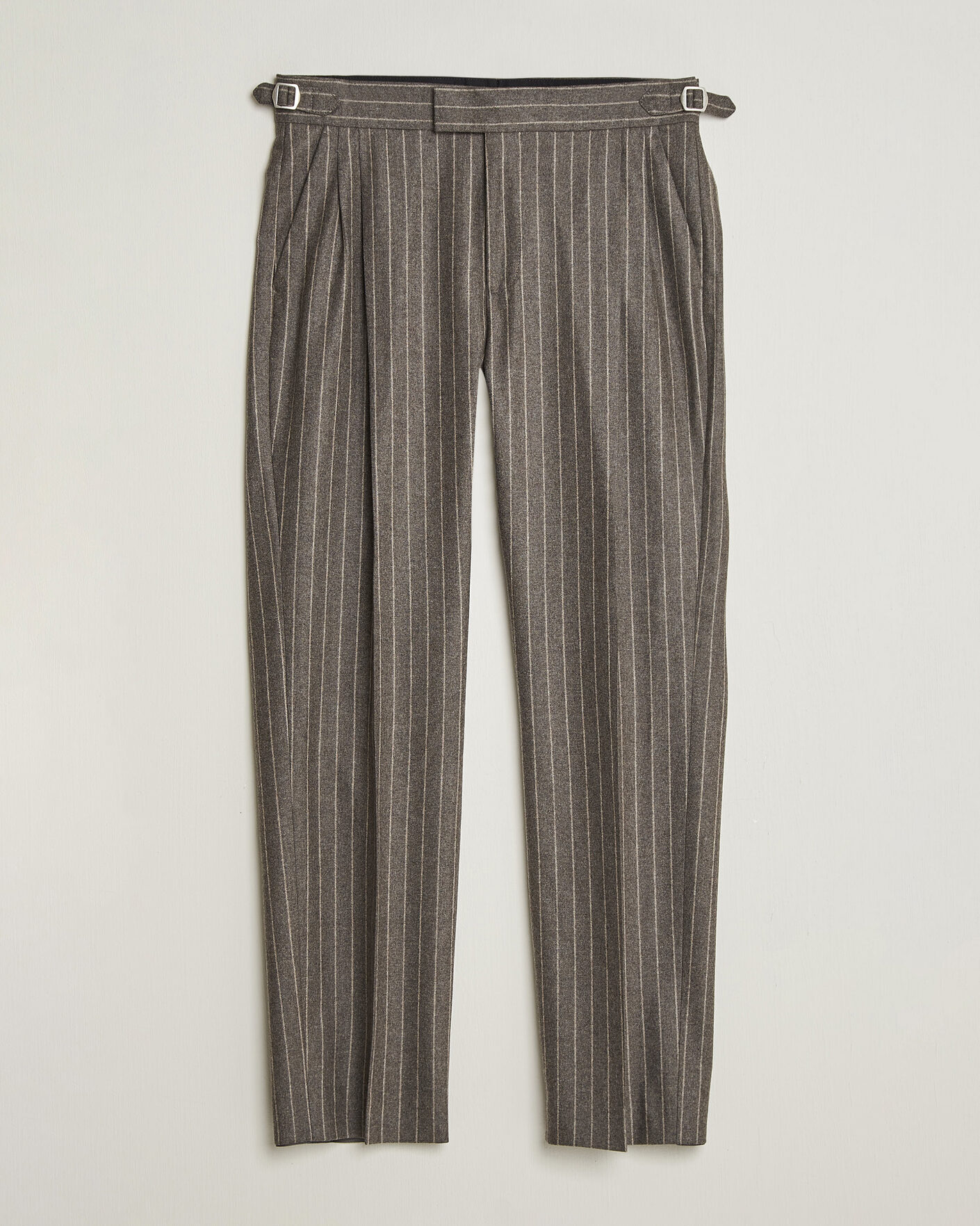 Herre | Bukser | Tiger of Sweden | Theo Wool Pleated Pinstriped Trousers Grey Brown