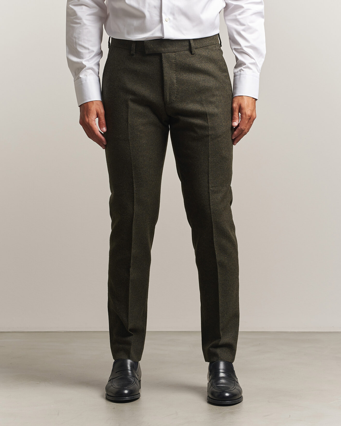 Herre | Bukser | Tiger of Sweden | Tenuta Wool Flannel Suit Trousers Muted Canopy