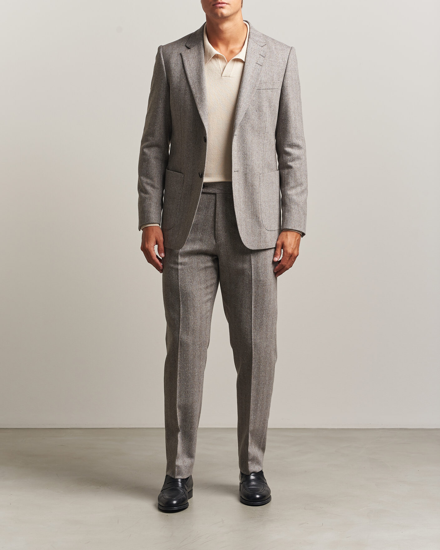 Herre | Bukser | Tiger of Sweden | Tense Wool Donegal Suit Trousers Dark Stone