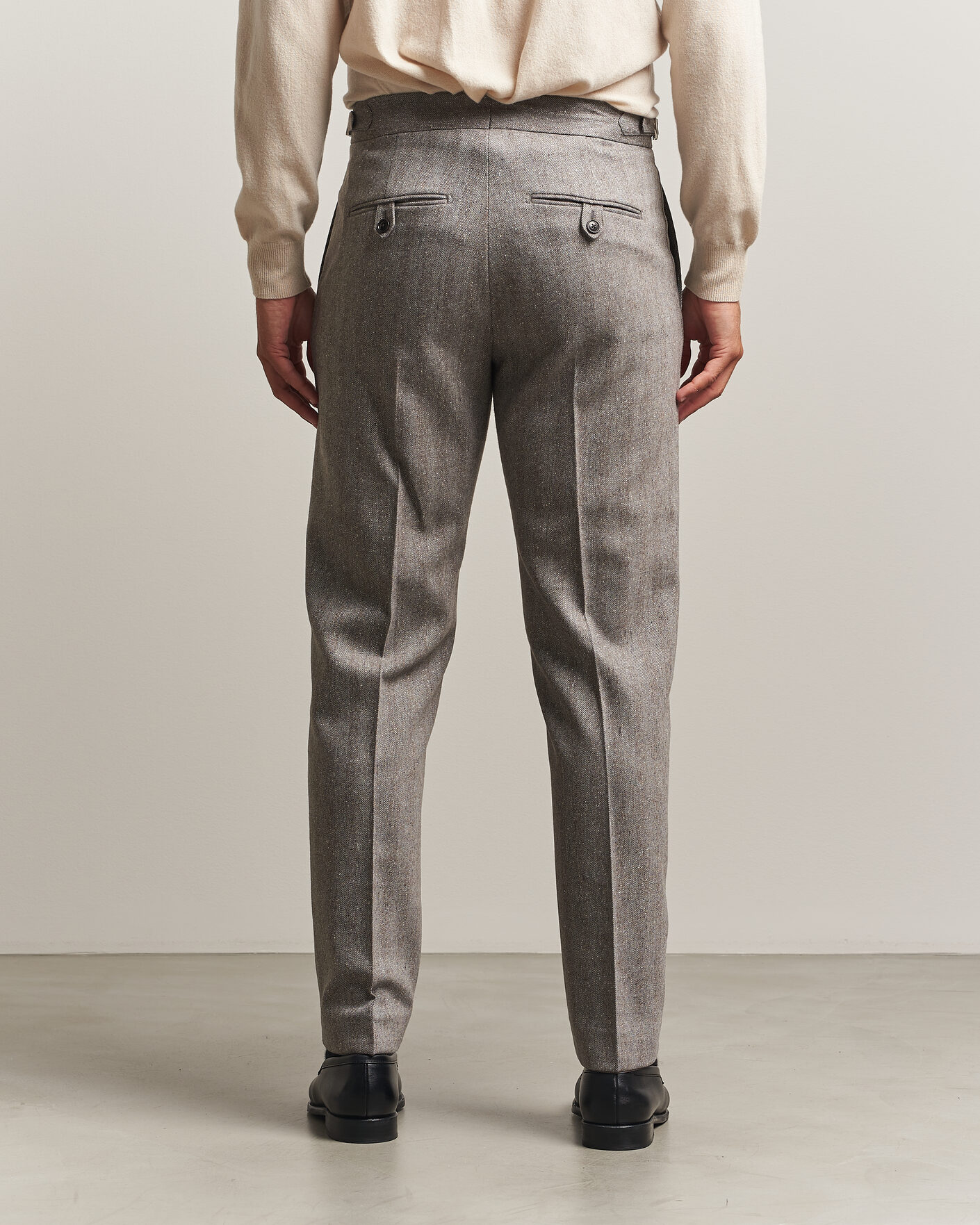 Herre | Bukser | Tiger of Sweden | Tense Wool Donegal Suit Trousers Dark Stone