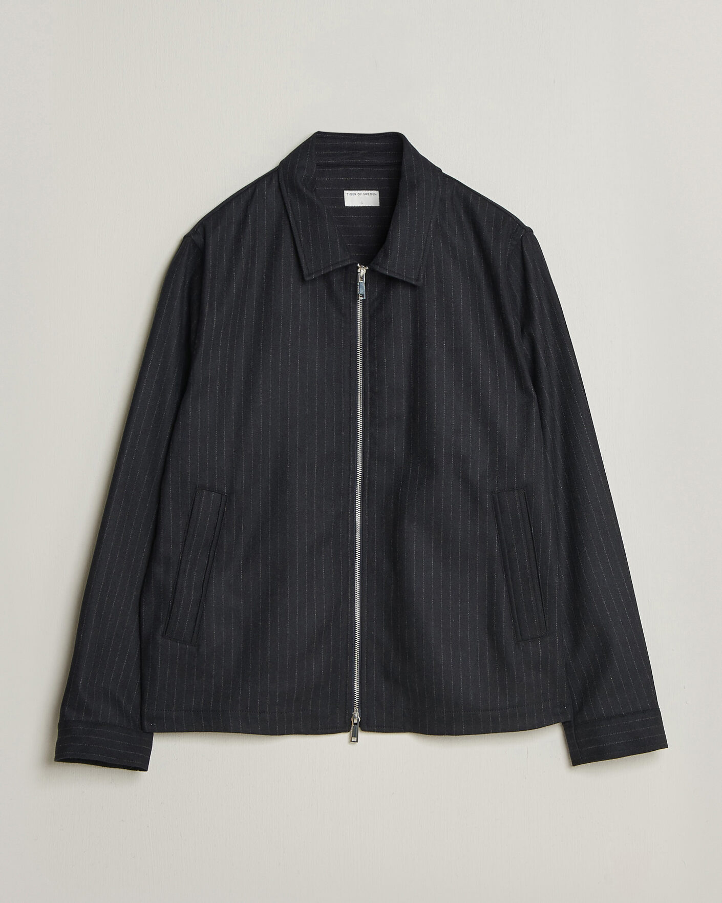 Herre | Jakker | Tiger of Sweden | Barnaby Wool Pinstriped Shirt Jacket Blue Function
